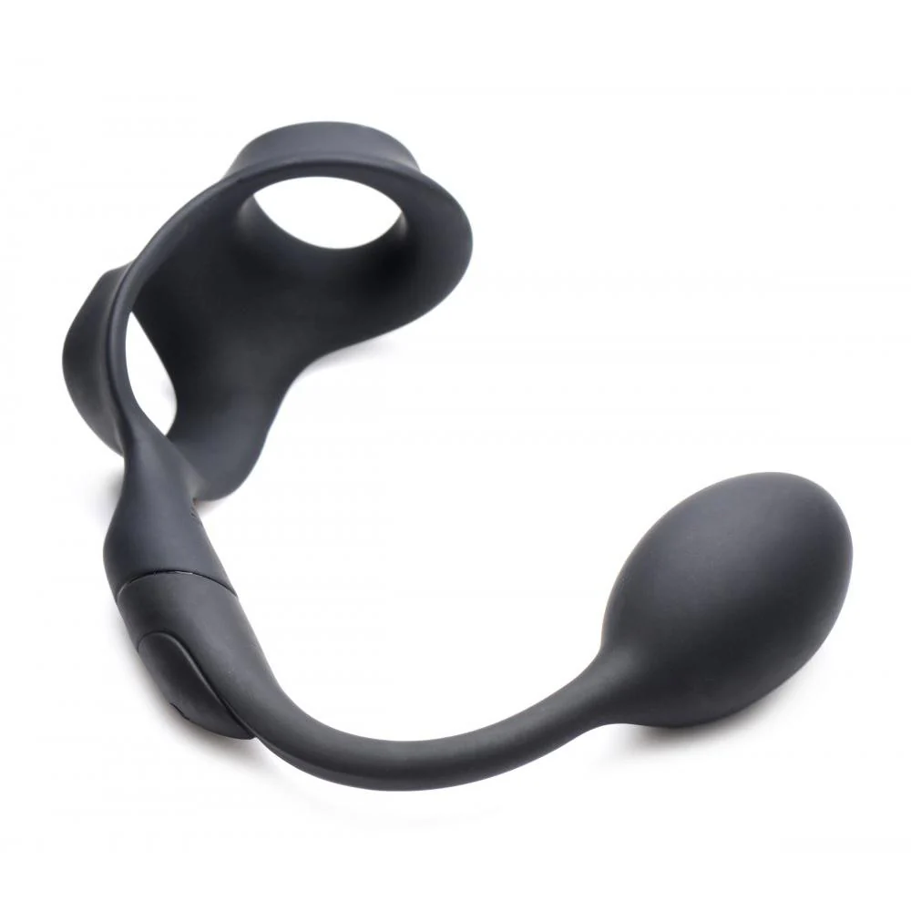 10X P-Bomb Silicone Cock and Ball Ring with Vibrating Anal Plug - Image 3