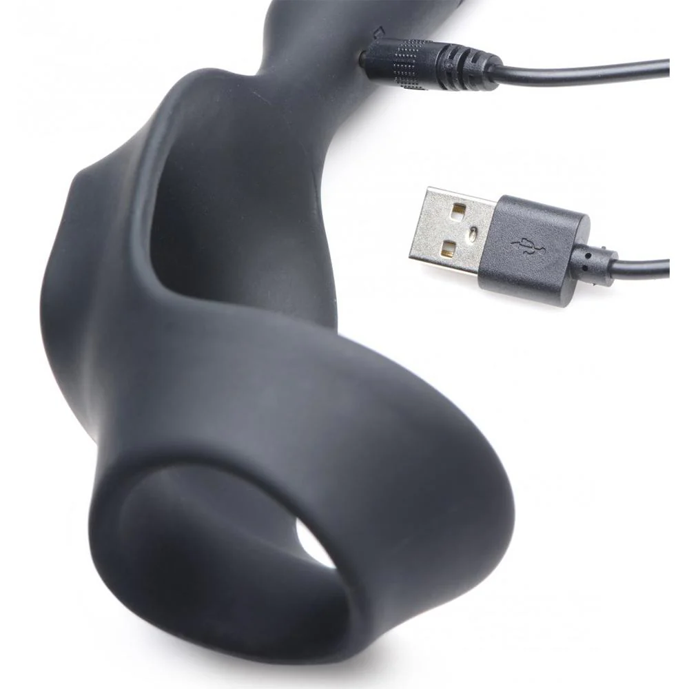 10X P-Bomb Silicone Cock and Ball Ring with Vibrating Anal Plug - Image 6