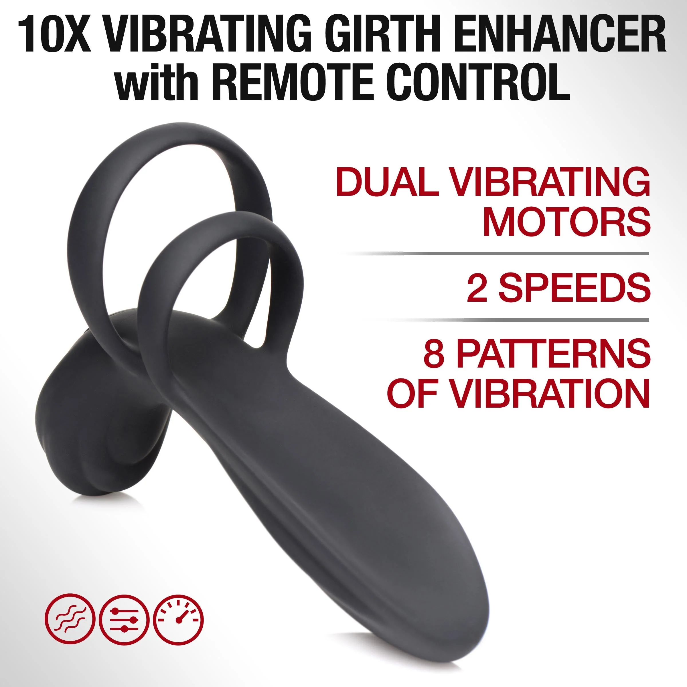 10X Silicone Vibrating Girth Enhancer with Remote Control - Image 4