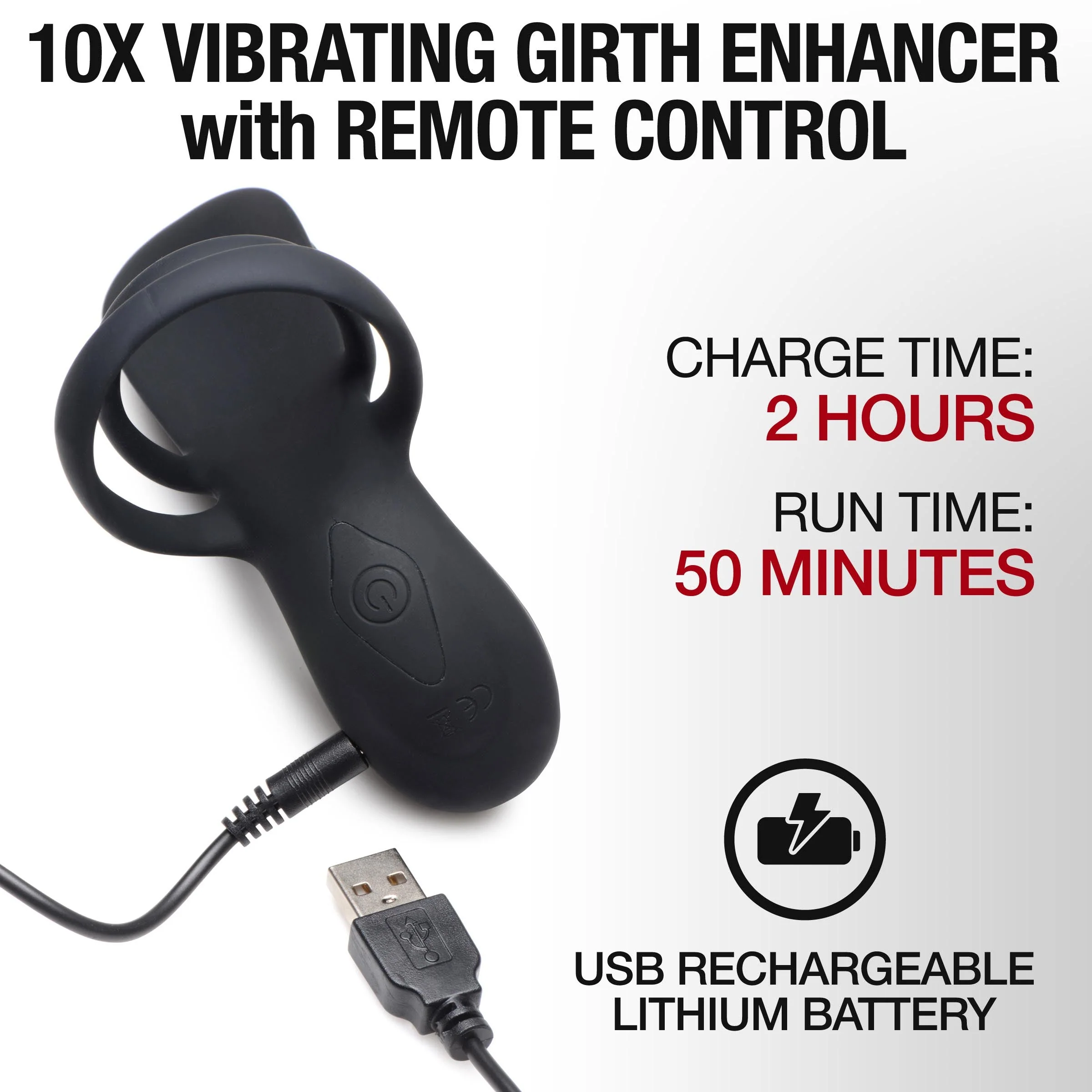 10X Silicone Vibrating Girth Enhancer with Remote Control - Image 8