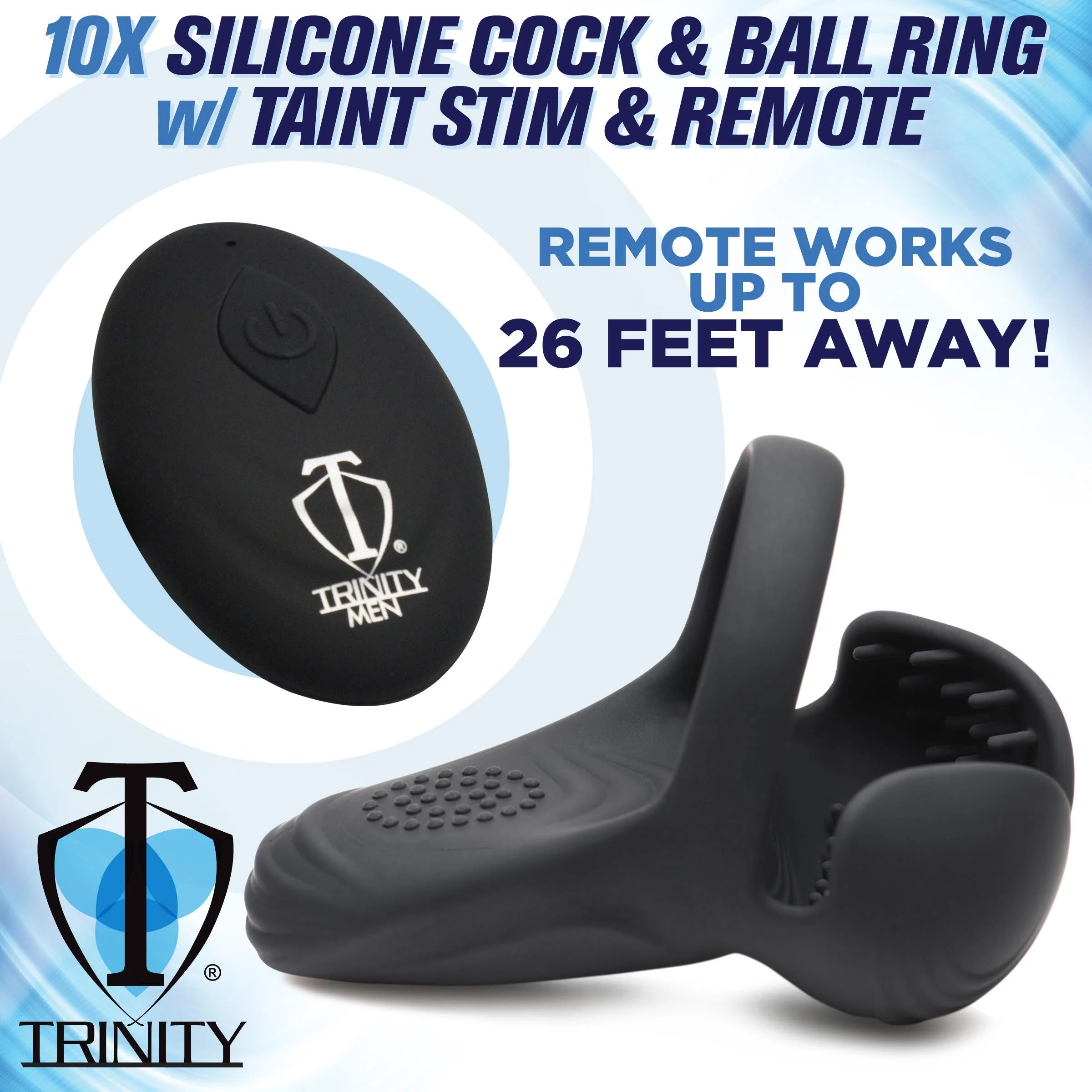 10X Vibrating Silicone Cock Ring with Taint Stim and Remote - Image 3