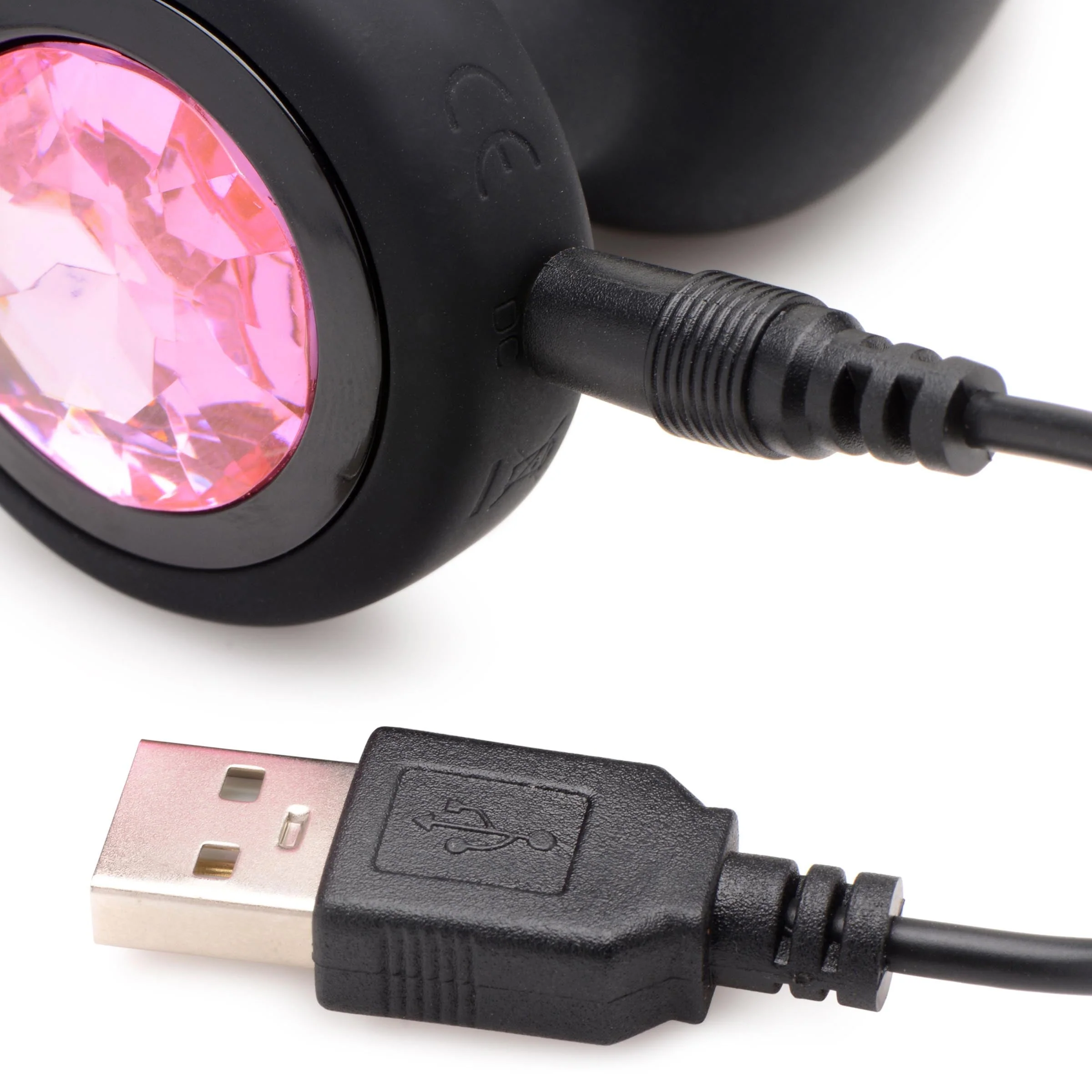 28X Vibrating Silicone Pink Gem Anal Plug - Image 4