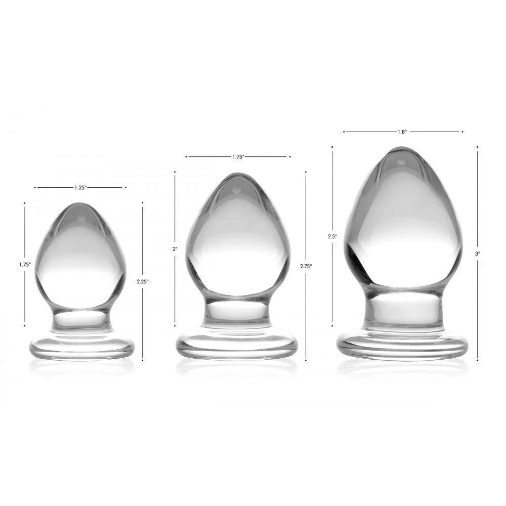 3 Piece Glass Anal Plug Kit - Image 3