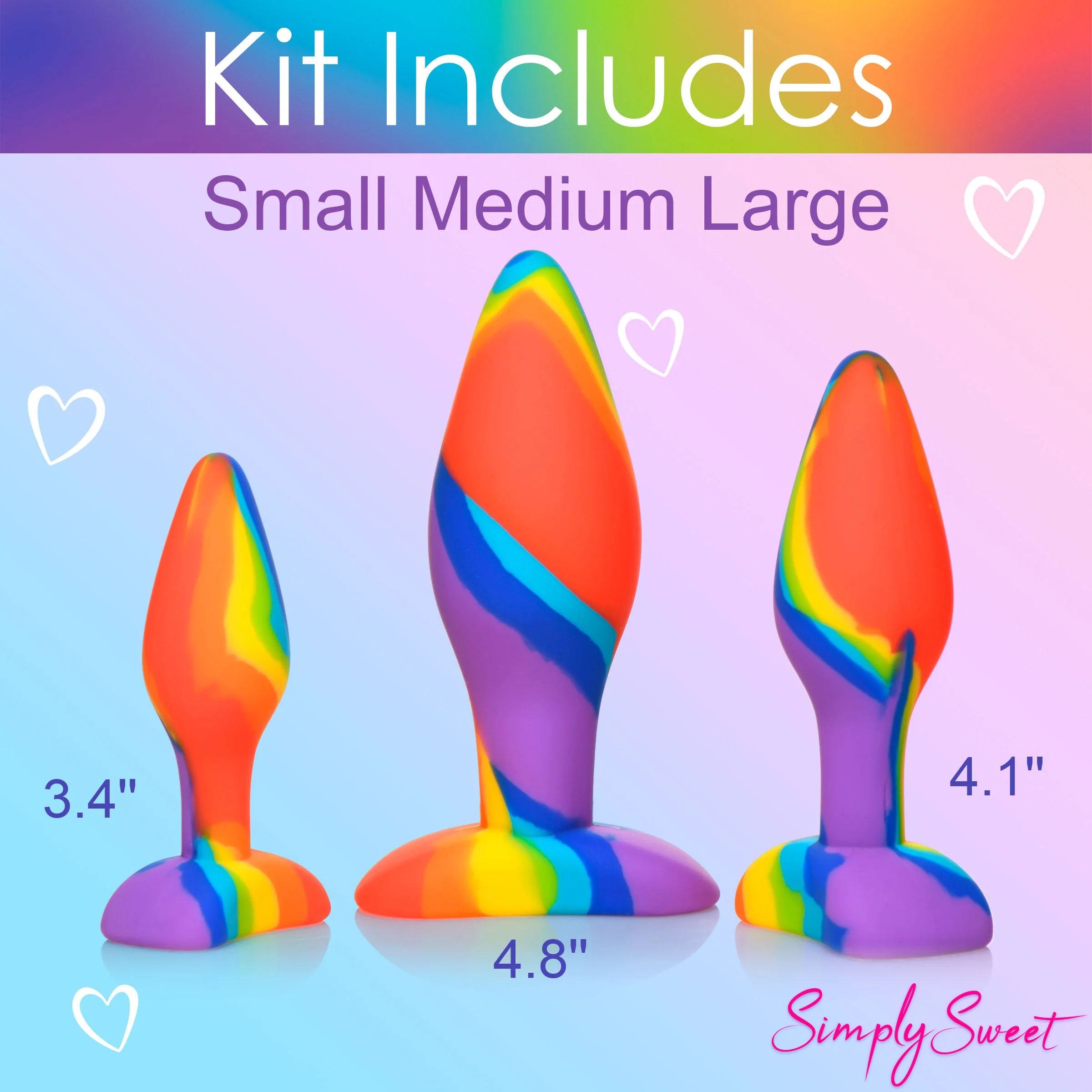 3pc Rainbow Silicone Butt Plug Set - Image 8