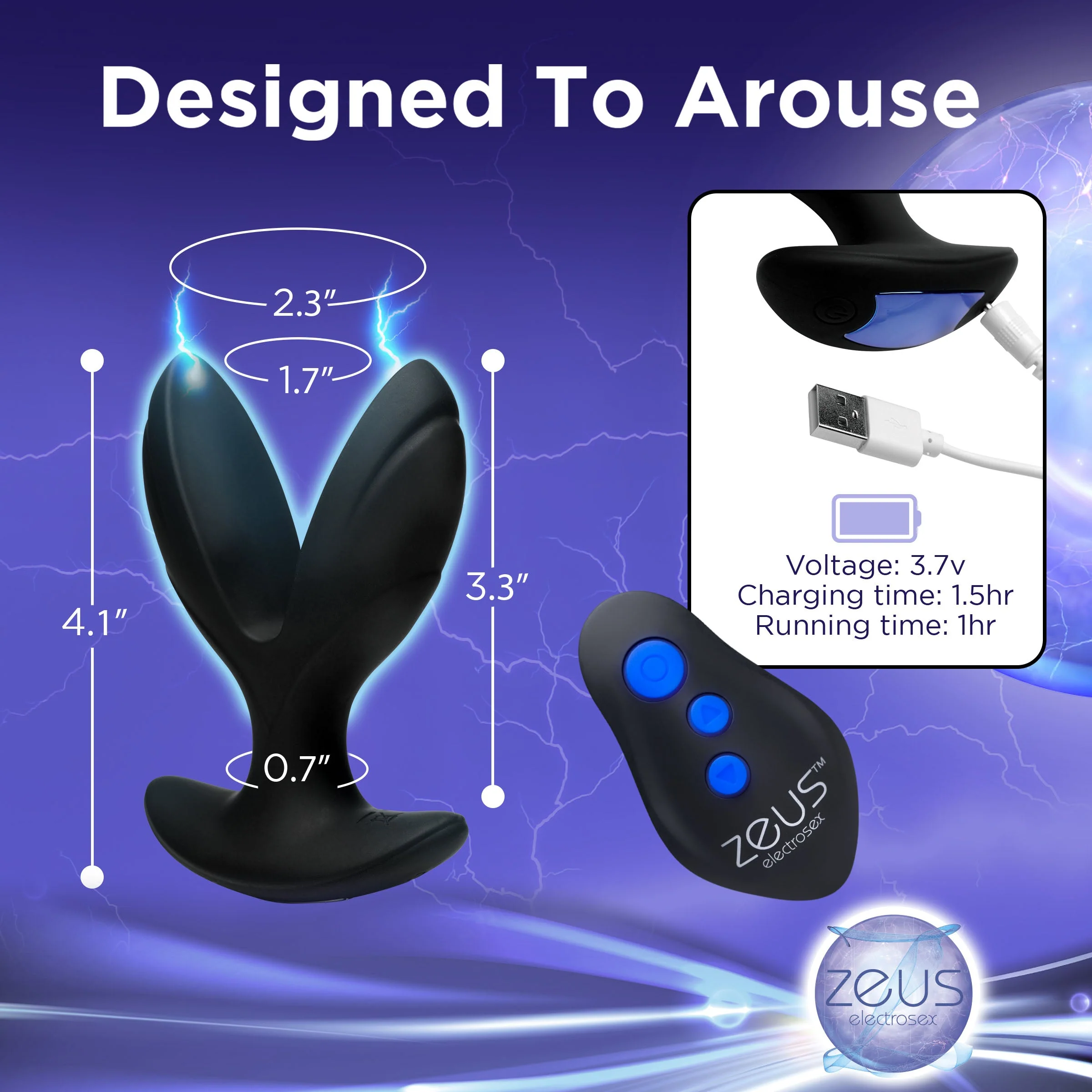 64X Electro-Spread Vibrating and Estim Silicone Butt Plug - Image 4