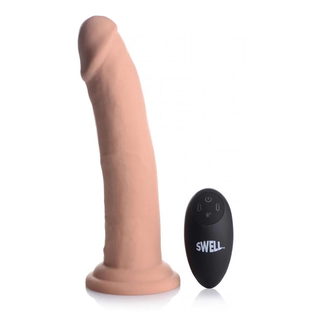7X Inflatable and Vibrating Remote Control Silicone Dildo - 8 Inch - Image 2