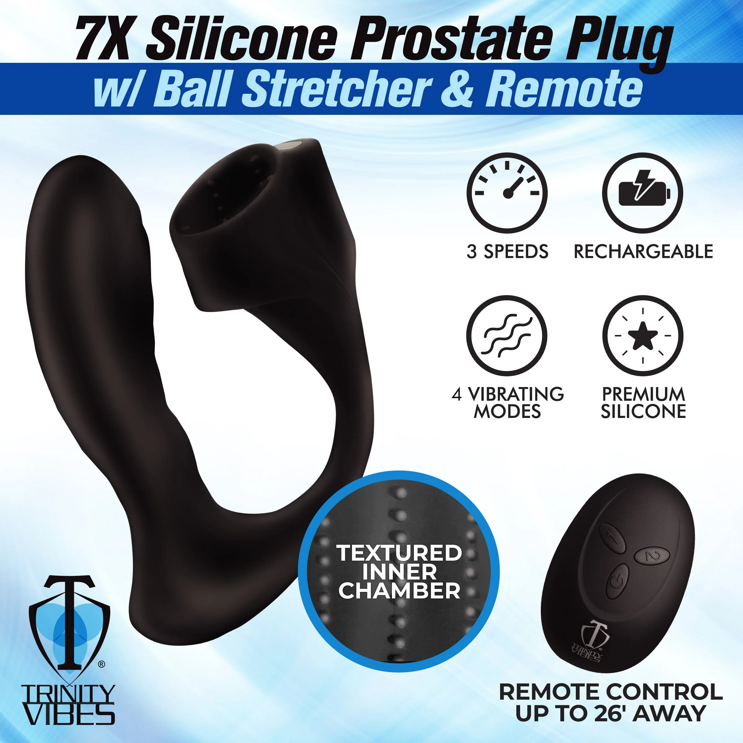 7X Silicone Prostate Plug with Ball Stretcher and Remote - Image 3