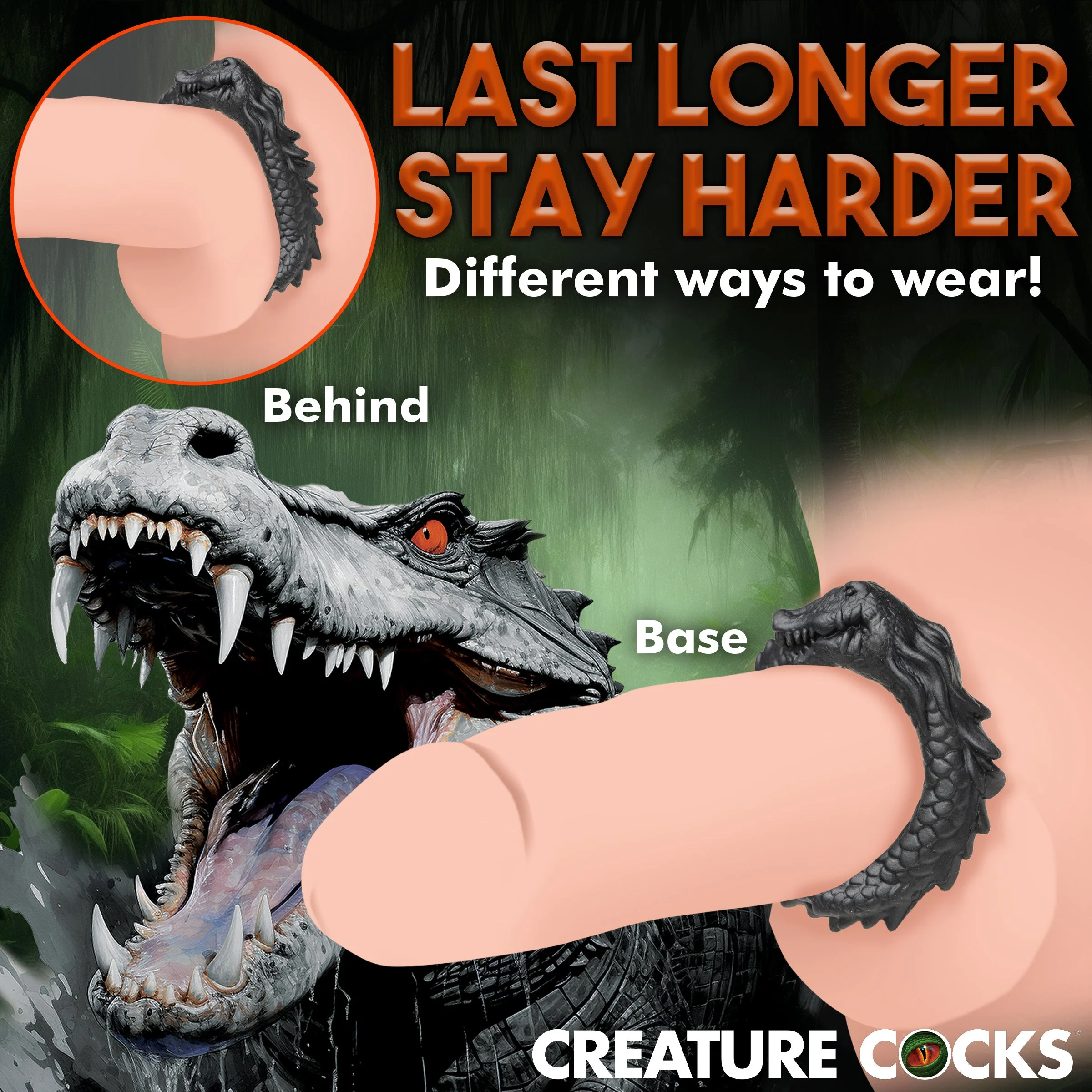 Black Caiman Silicone Cock Ring - Image 6