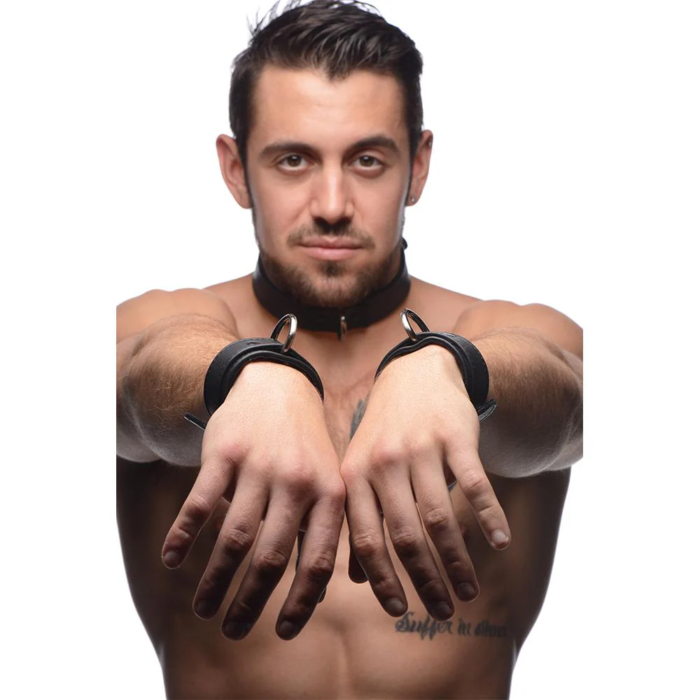 Black Premium Leather Collar and Cuffs - Image 4