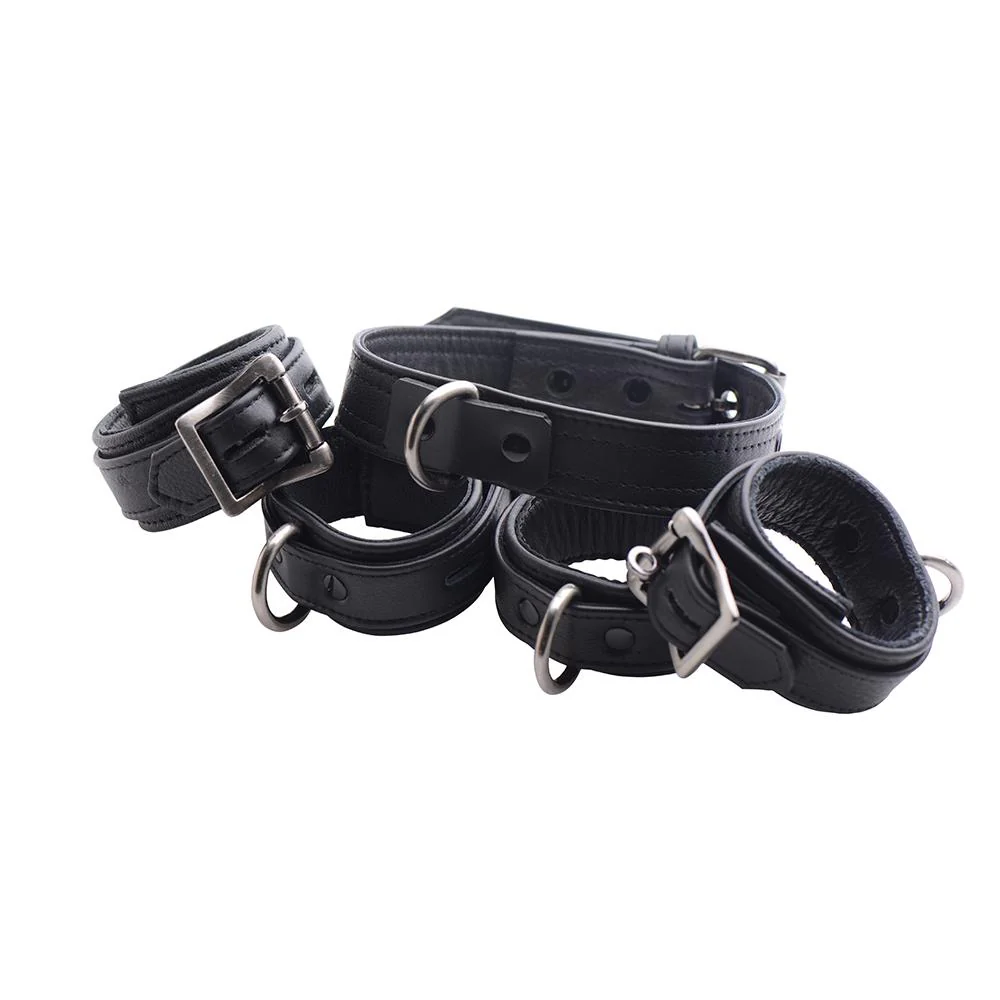 Black Premium Leather Collar and Cuffs - Image 5