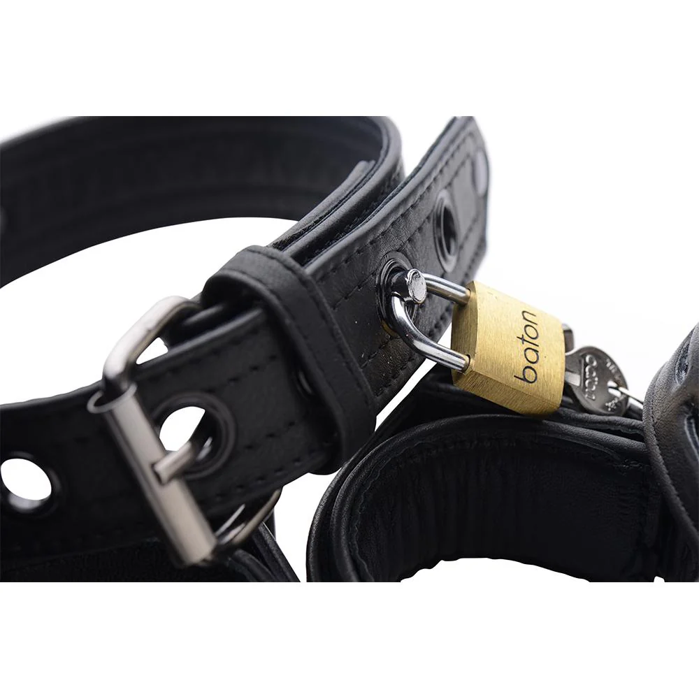 Black Premium Leather Collar and Cuffs - Image 6