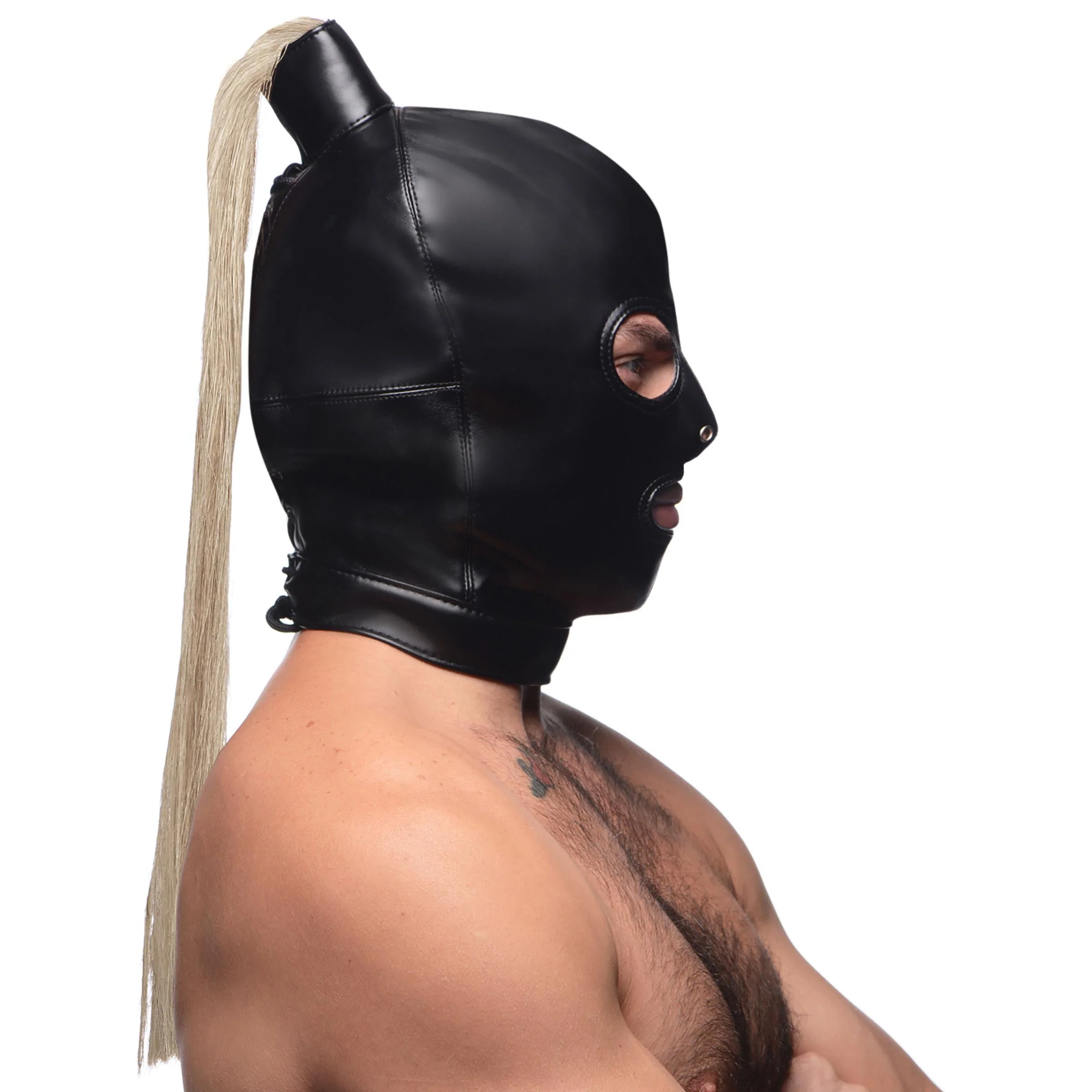 Blonde Ponytail Bondage Hood - Image 2