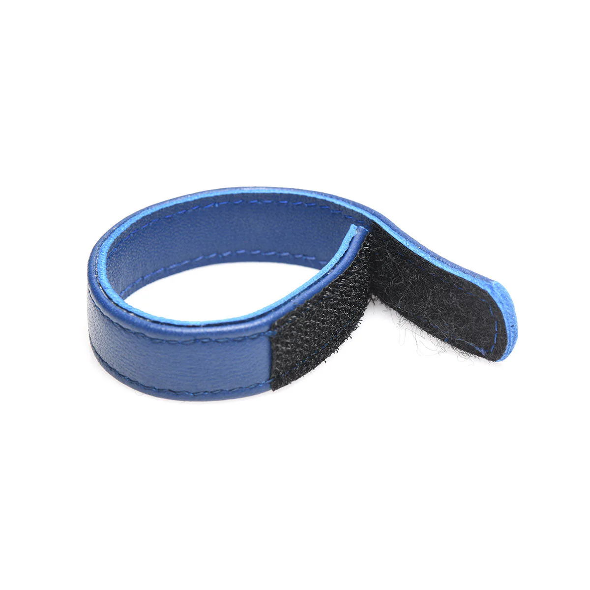 Blue Leather Cock Ring with Velcro - Image 5