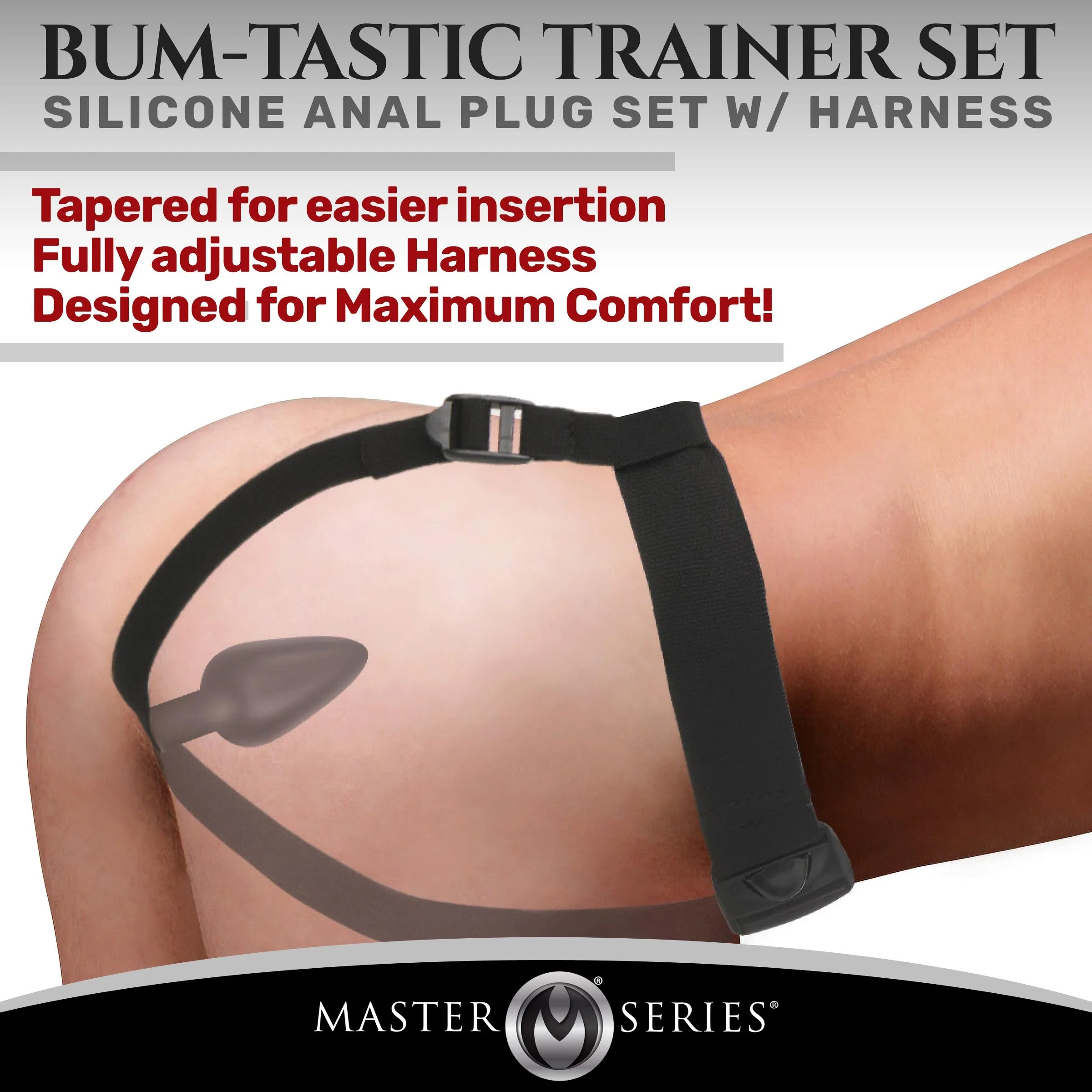 Bum-Tastic Trainer Set Silicone 3 Piece Anal Plug Set with Harness - Image 3