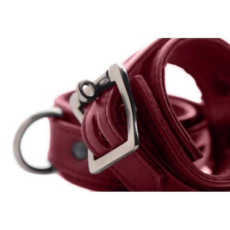 Burgundy Premium Leather Collar and Cuffs - Image 10