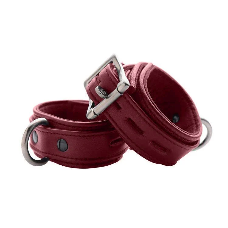 Burgundy Premium Leather Collar and Cuffs - Image 9
