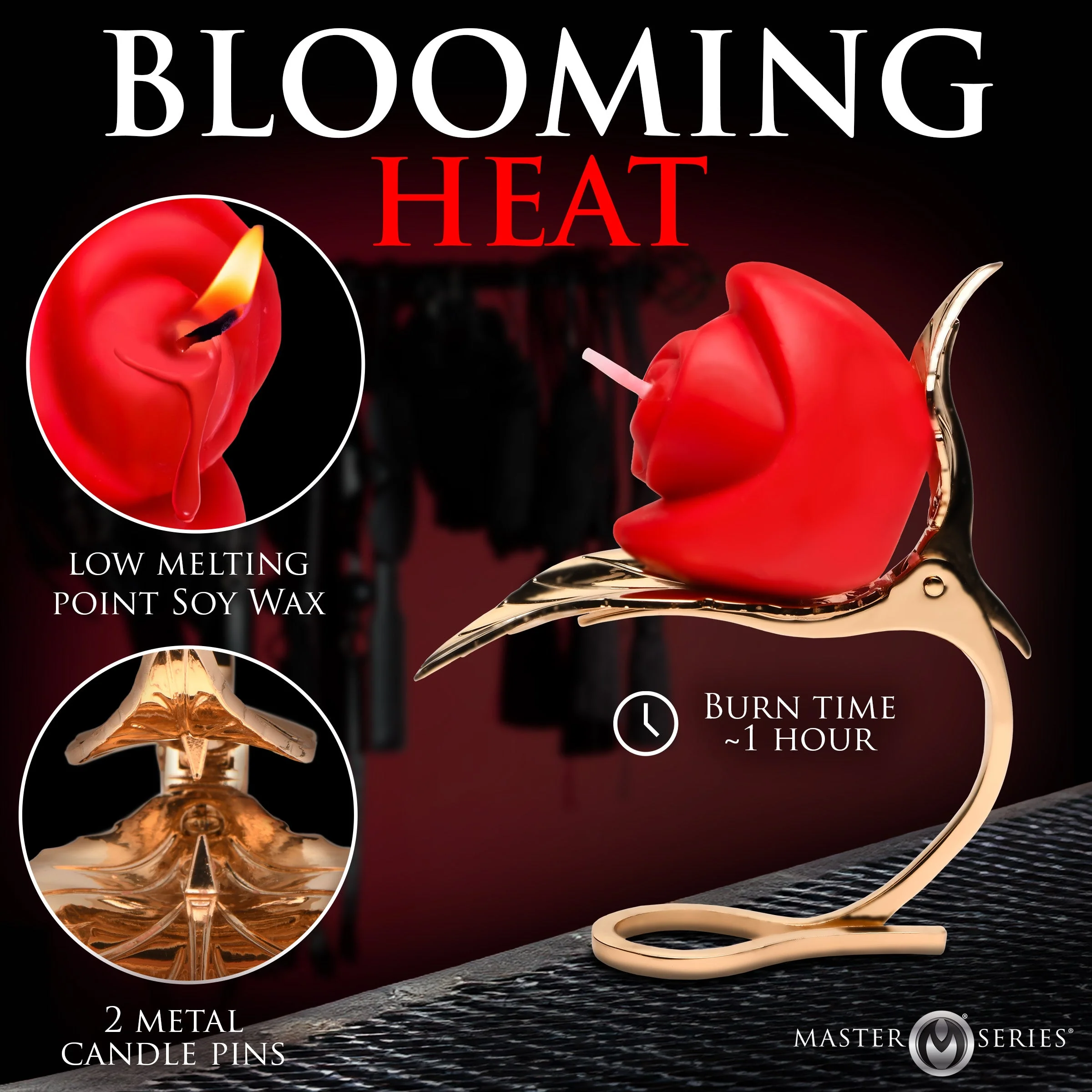 Burning Passion Rose Candle with Holder - Image 4