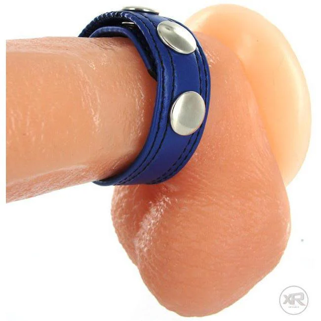Cobalt Blue Leather Speed Snap Cock Ring - Image 3