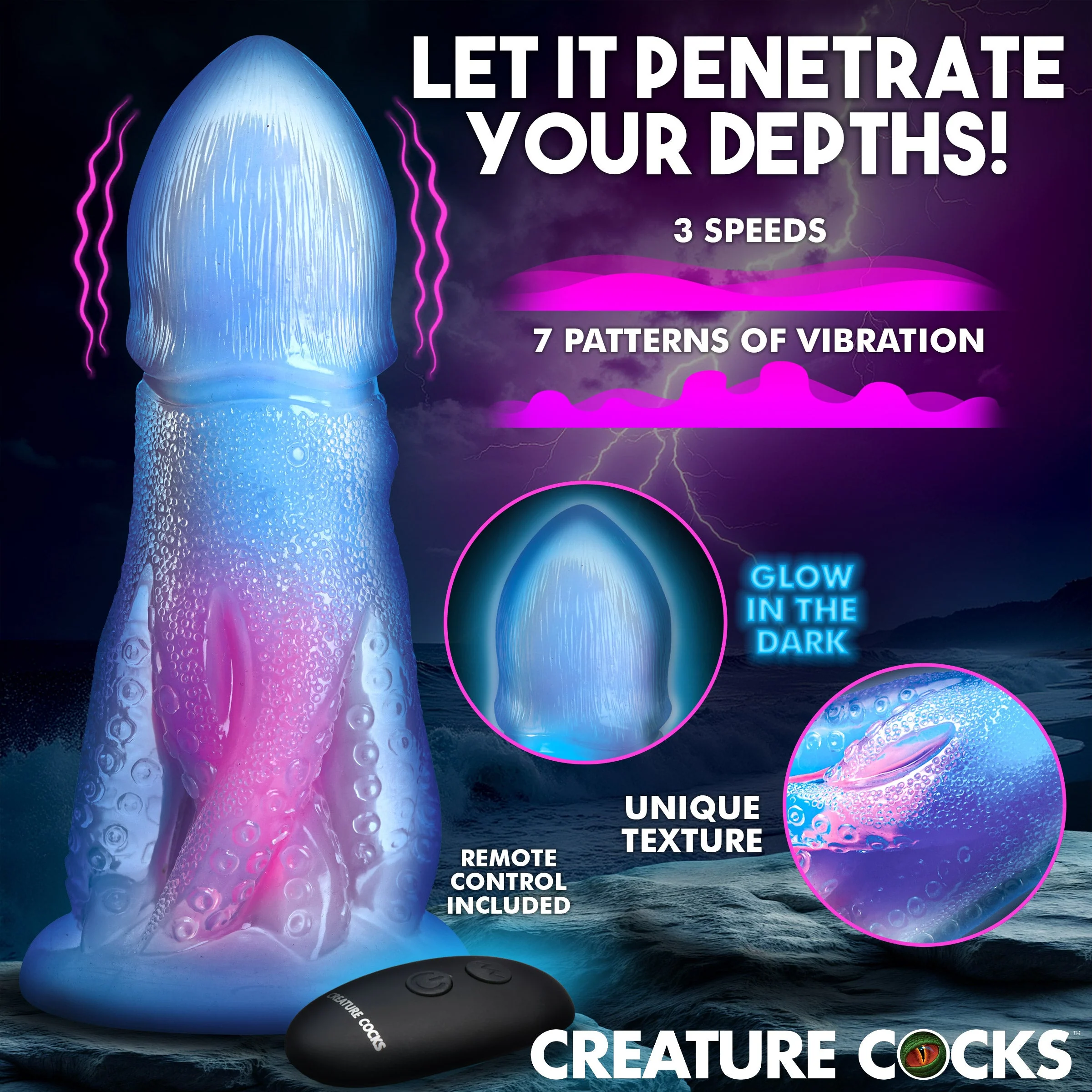 Cocktopus Deluxe Vibrating Silicone Dildo - Image 2