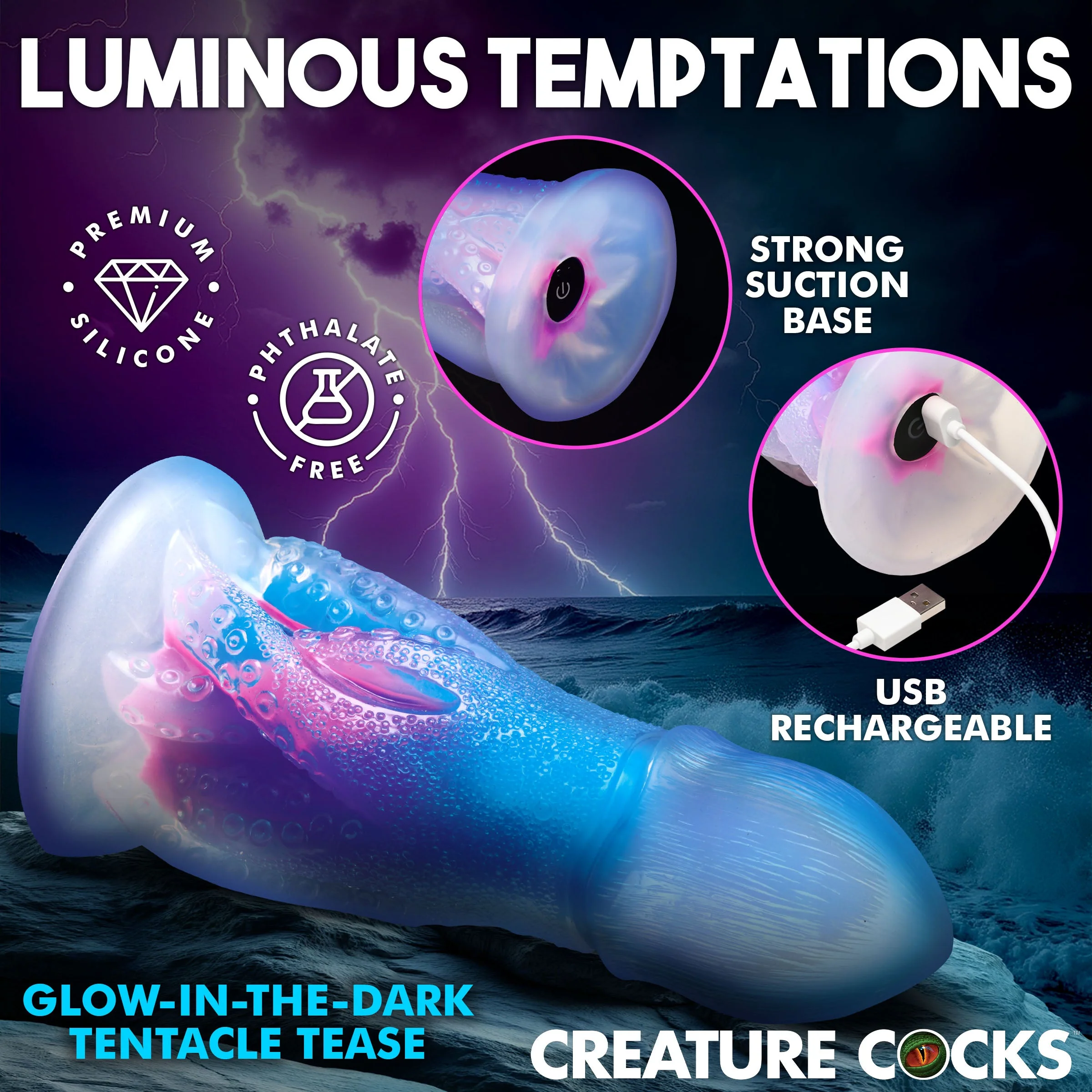 Cocktopus Deluxe Vibrating Silicone Dildo - Image 3