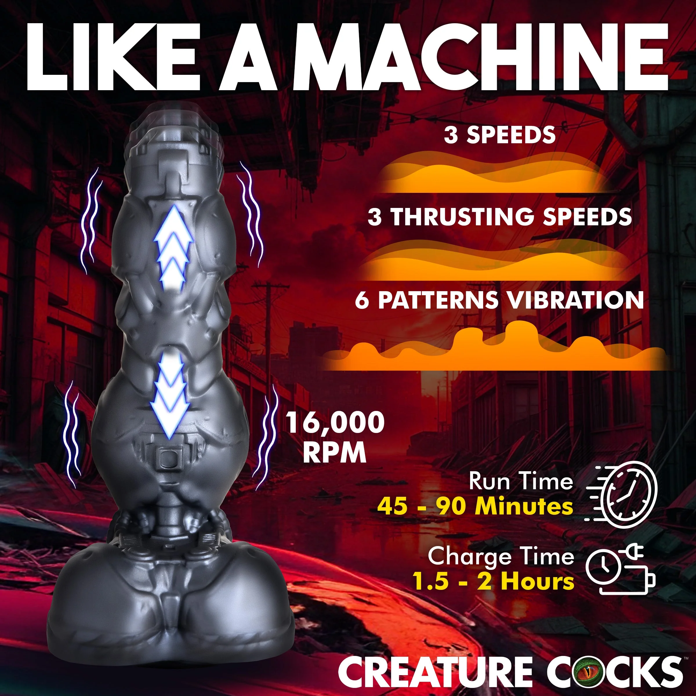 Cyborg Cock Thrusting & Vibrating Silicone Dildo - Image 4