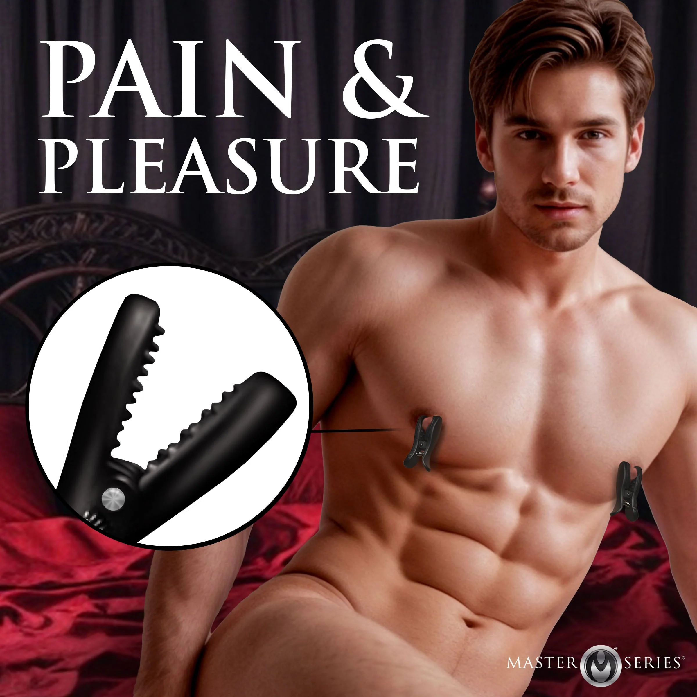 Dark Grip Wireless Vibrating Nipple Clamps with Rechargeable Case - Image 2