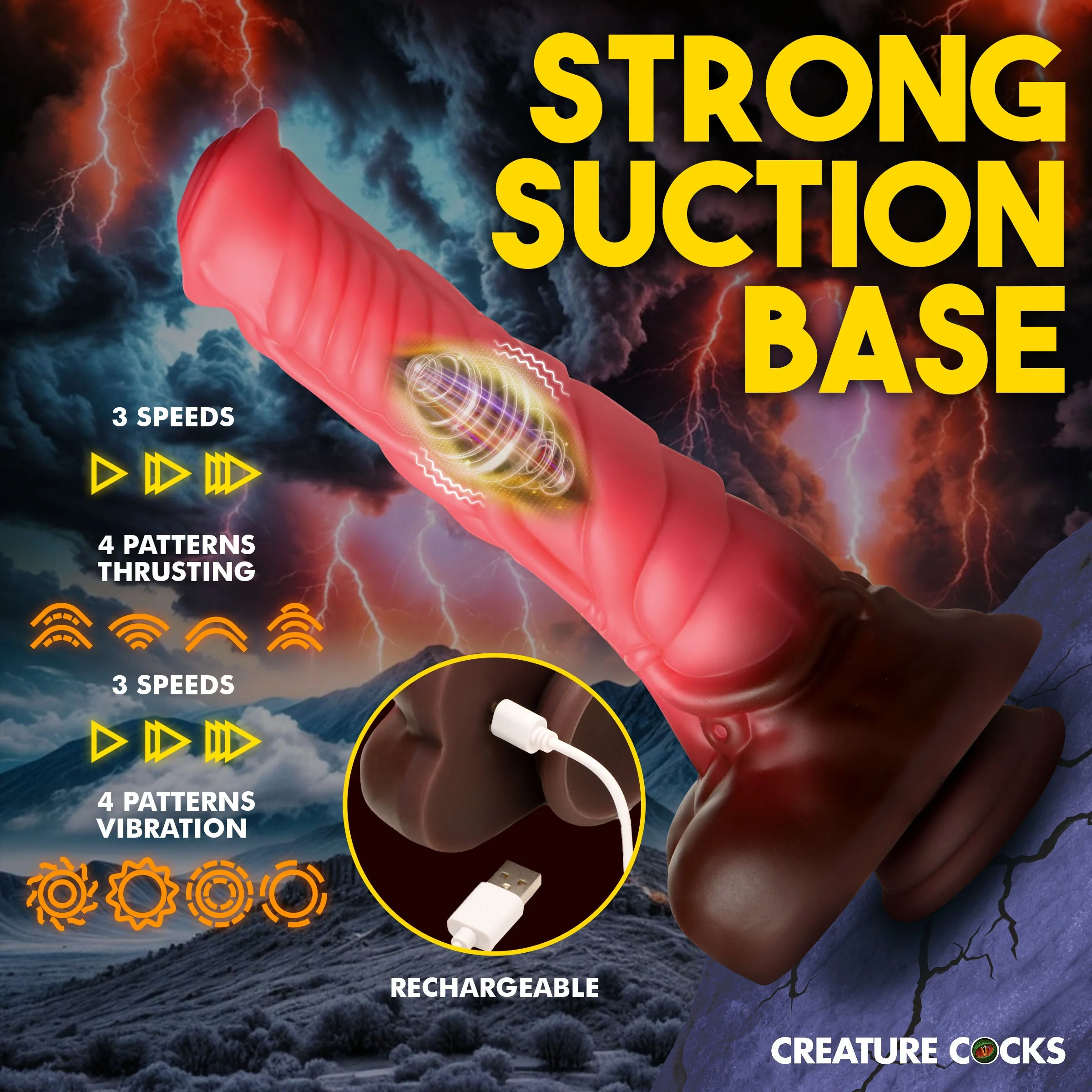 Deluxe Centaur Thrusting & Vibrating Silicone Dildo - Image 4