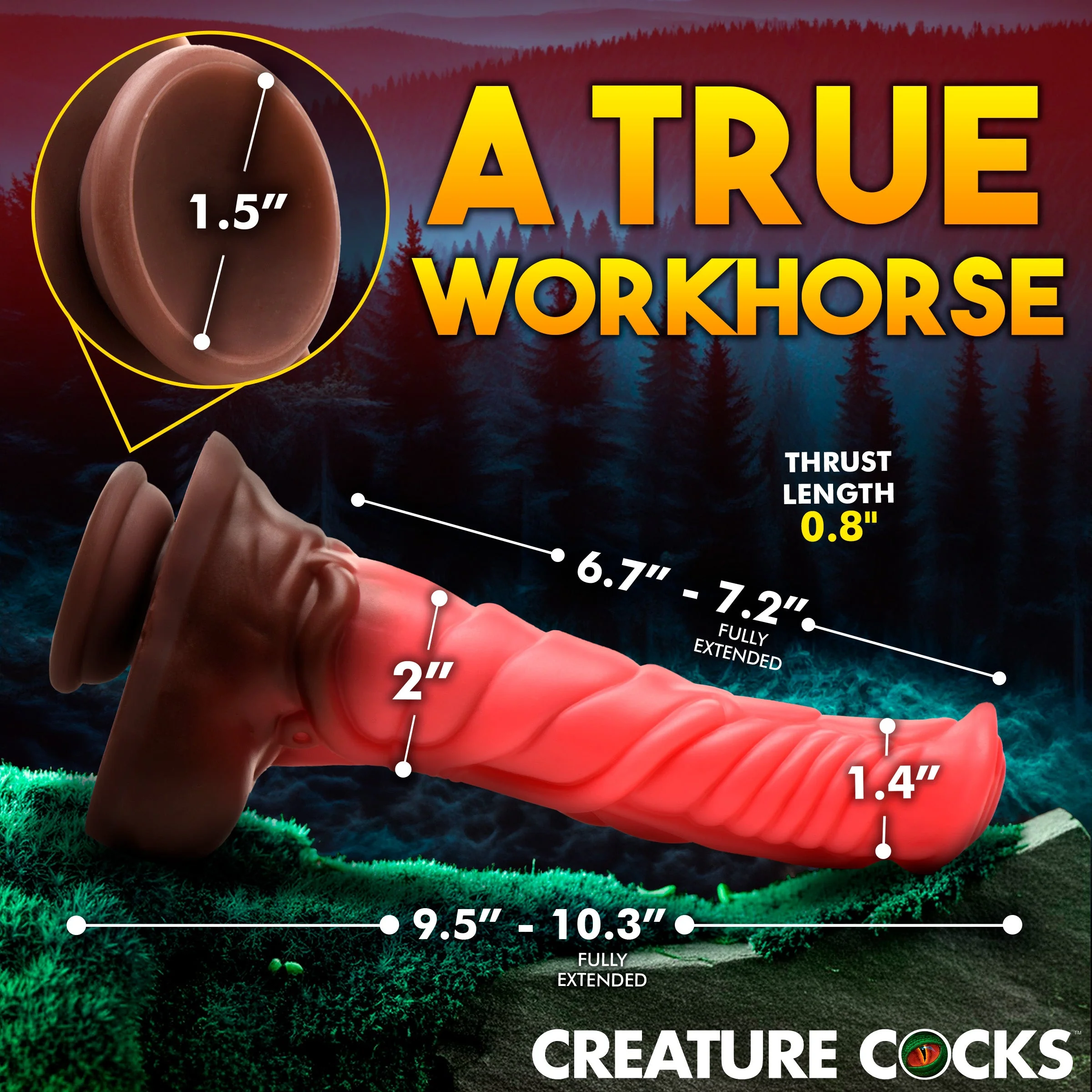 Deluxe Centaur Thrusting & Vibrating Silicone Dildo - Image 8