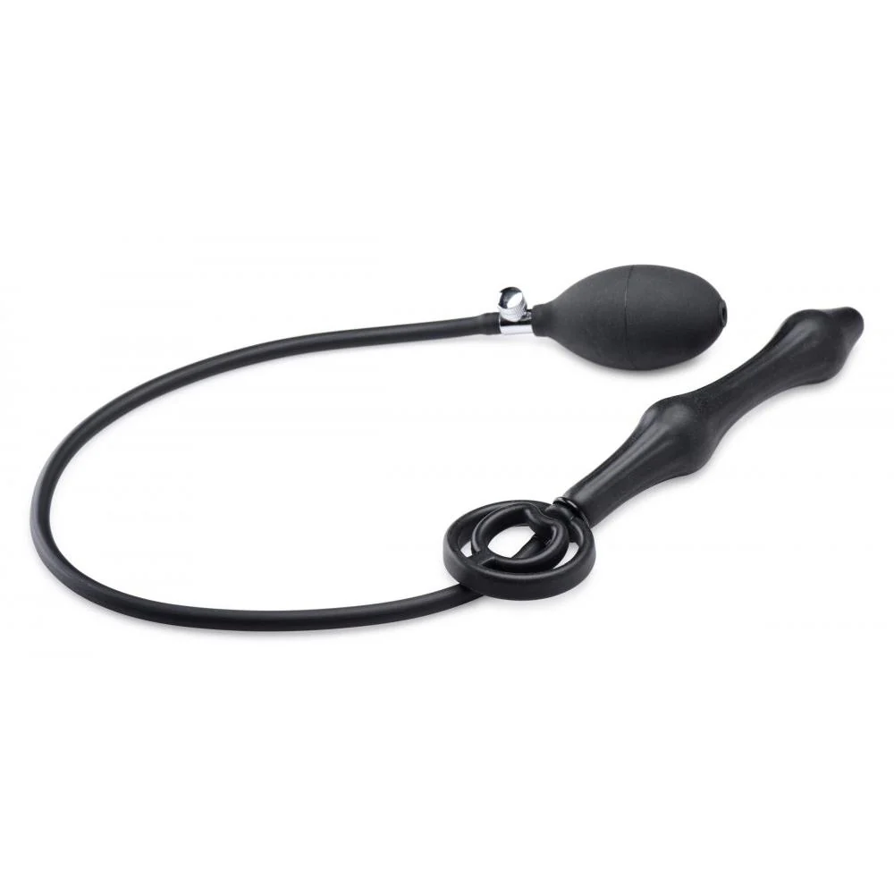 Devils Rattle Inflatable Silicone Anal Plug with Cock and Ball Ring - Image 5