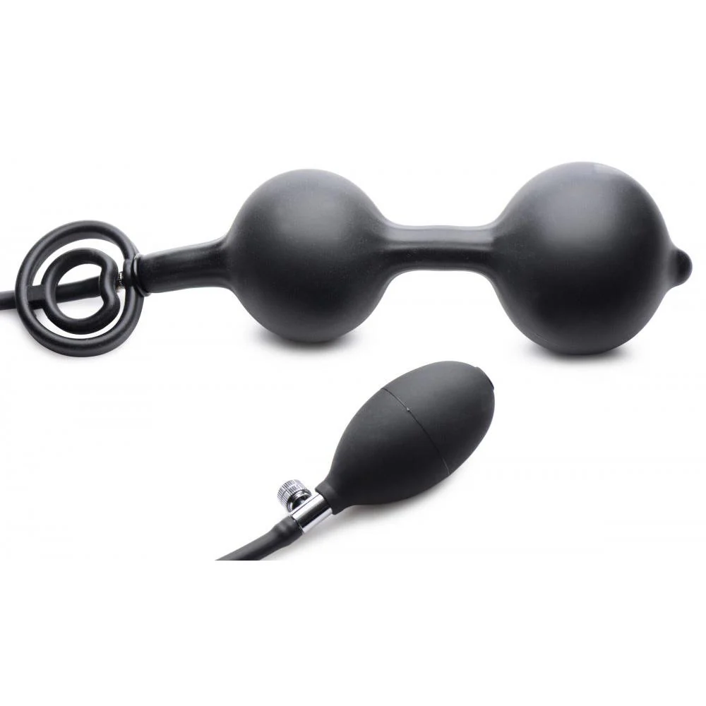 Devils Rattle Inflatable Silicone Anal Plug with Cock and Ball Ring - Image 6