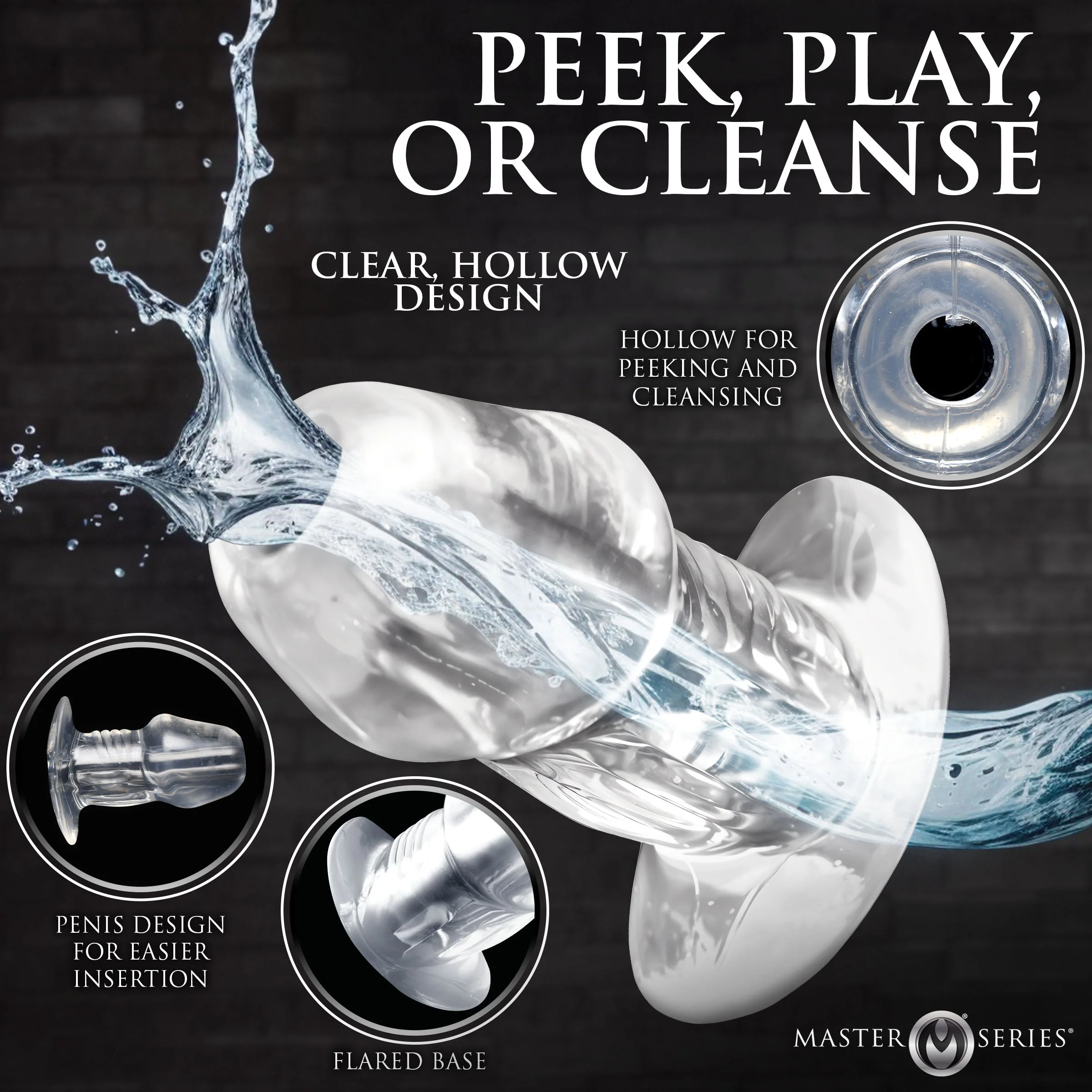 Dicked Clear Hollow Anal Plug 3pc Set - Image 3