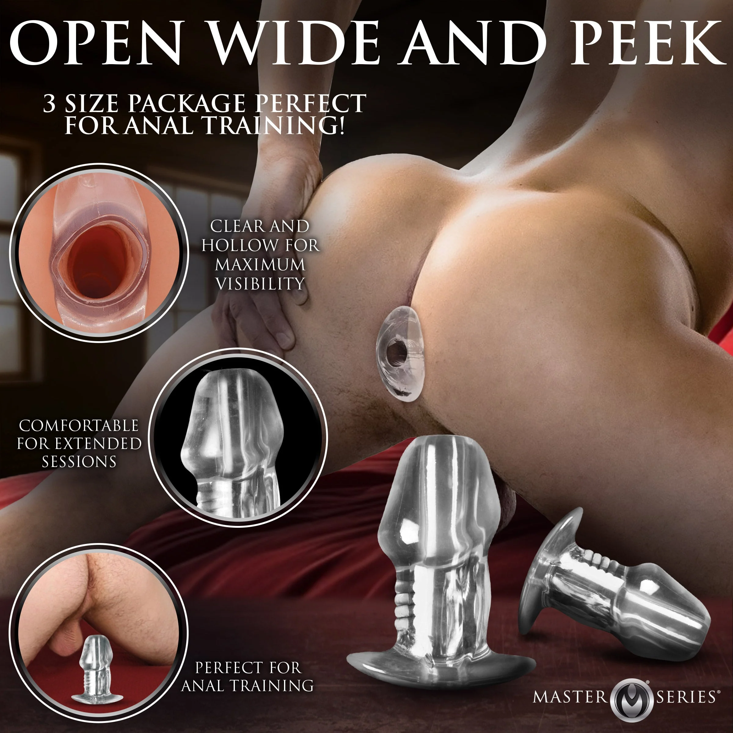 Dicked Clear Hollow Anal Plug 3pc Set - Image 4