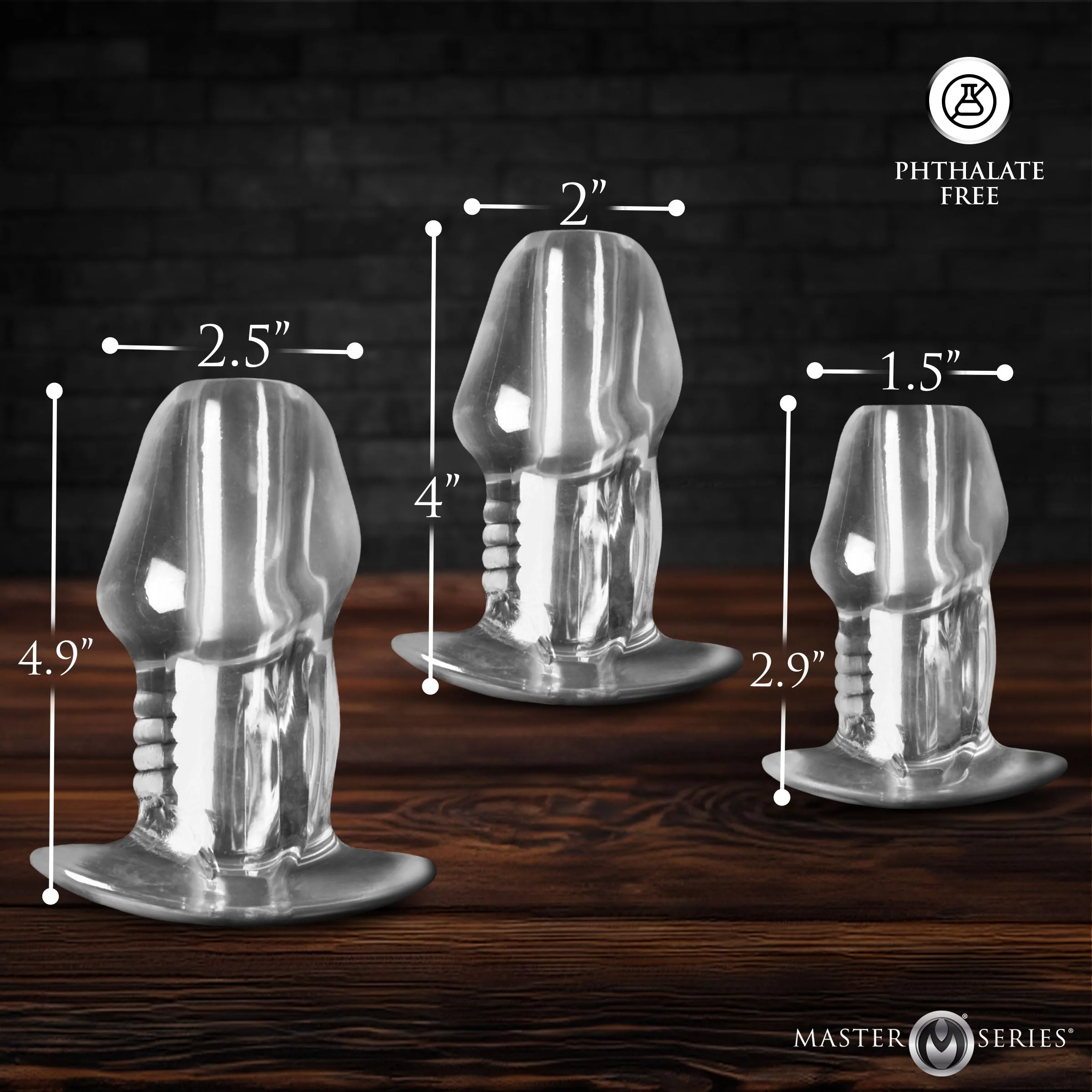 Dicked Clear Hollow Anal Plug 3pc Set - Image 6