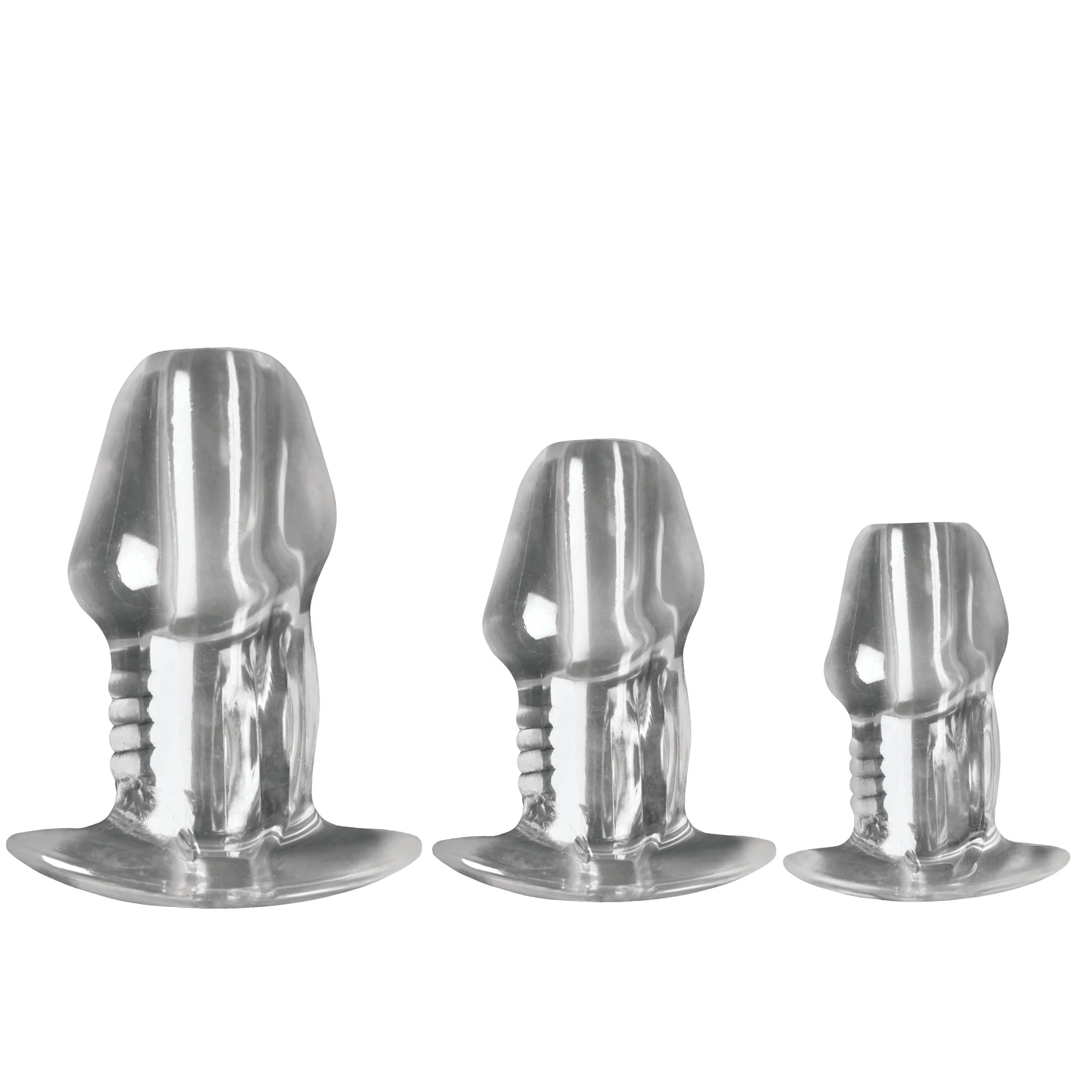 Dicked Clear Hollow Anal Plug 3pc Set - Image 8