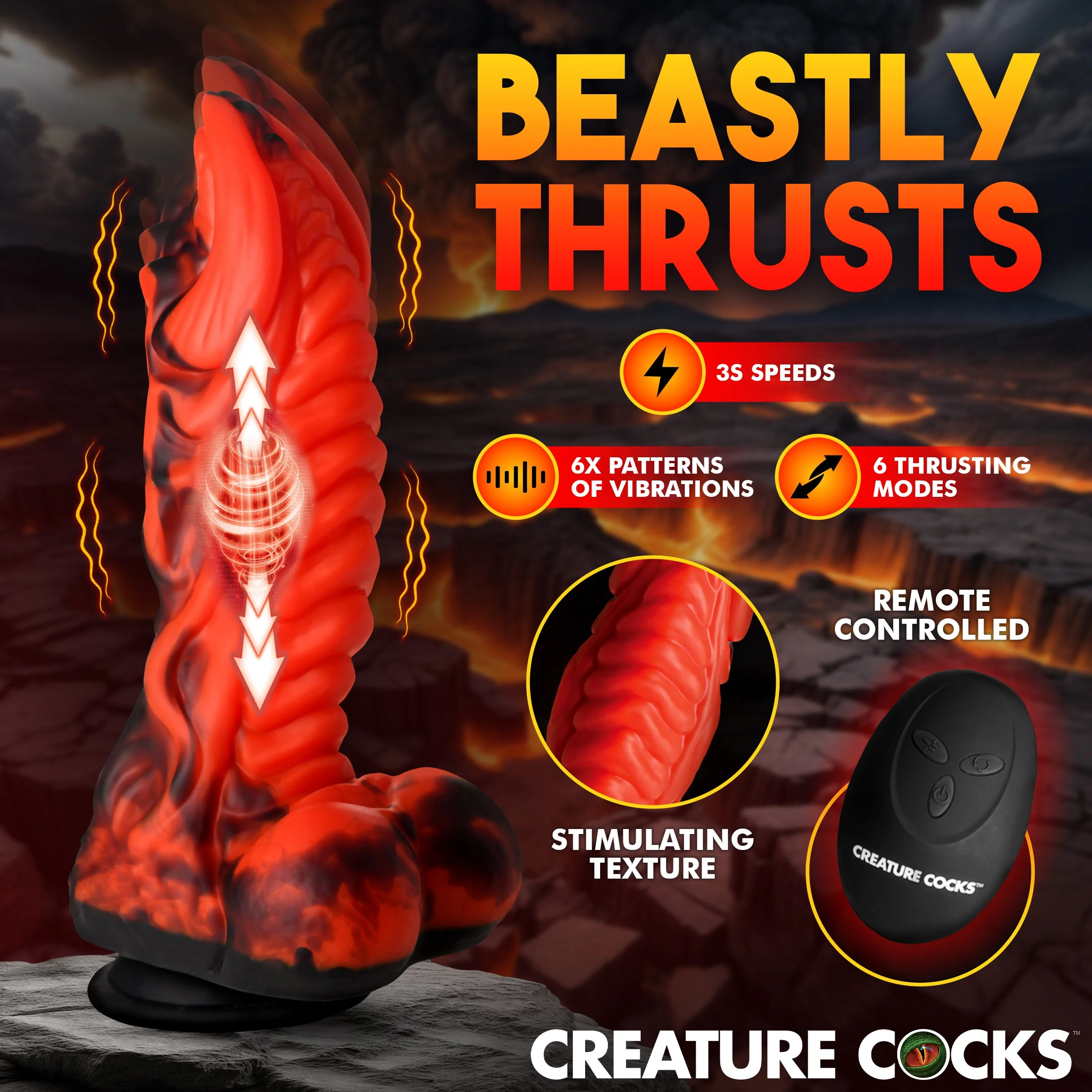 Dragon Thrust Thrusting & Vibrating Silicone Dildo - Image 3