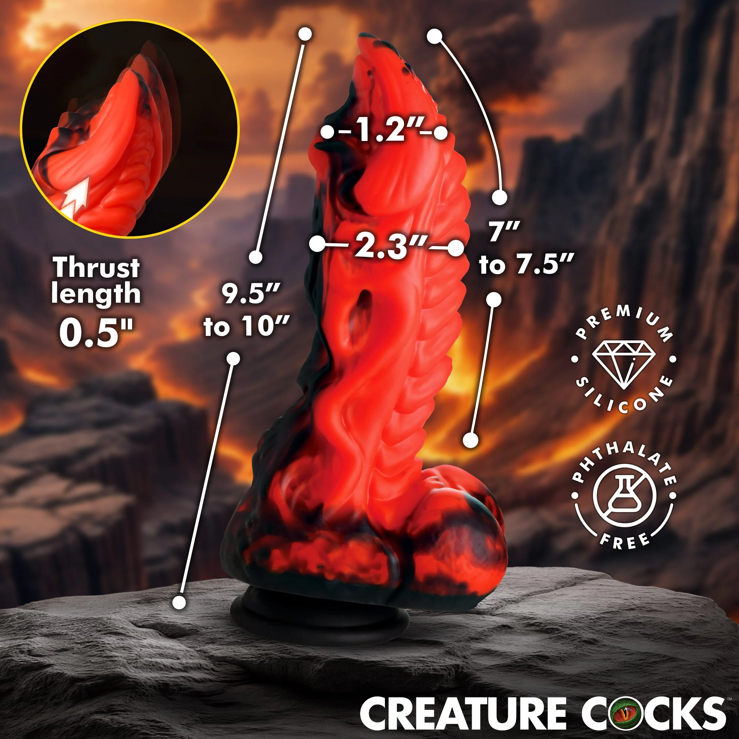 Dragon Thrust Thrusting & Vibrating Silicone Dildo - Image 5