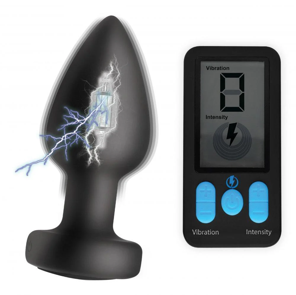 E-Stim Pro Silicone Vibrating Anal Plug with Remote Control - Image 2