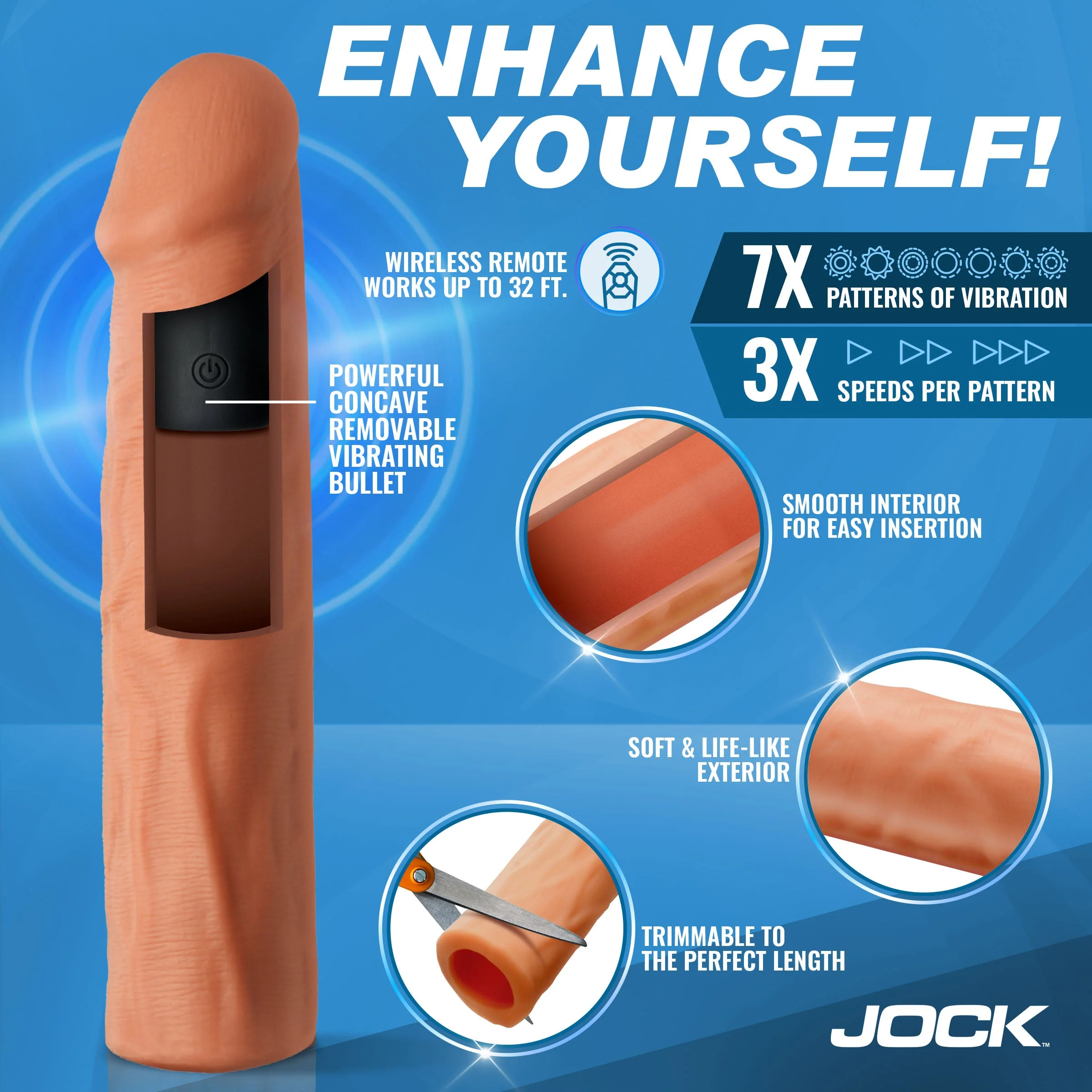 Enhancers Vibrating 1.5" Realistic Penis Extension - Image 2
