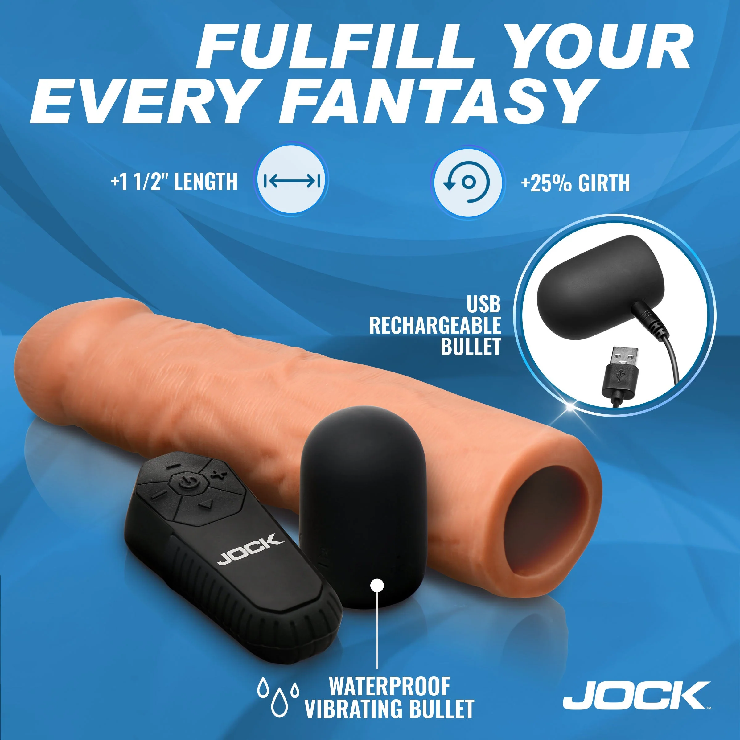 Enhancers Vibrating 1.5" Realistic Penis Extension - Image 3