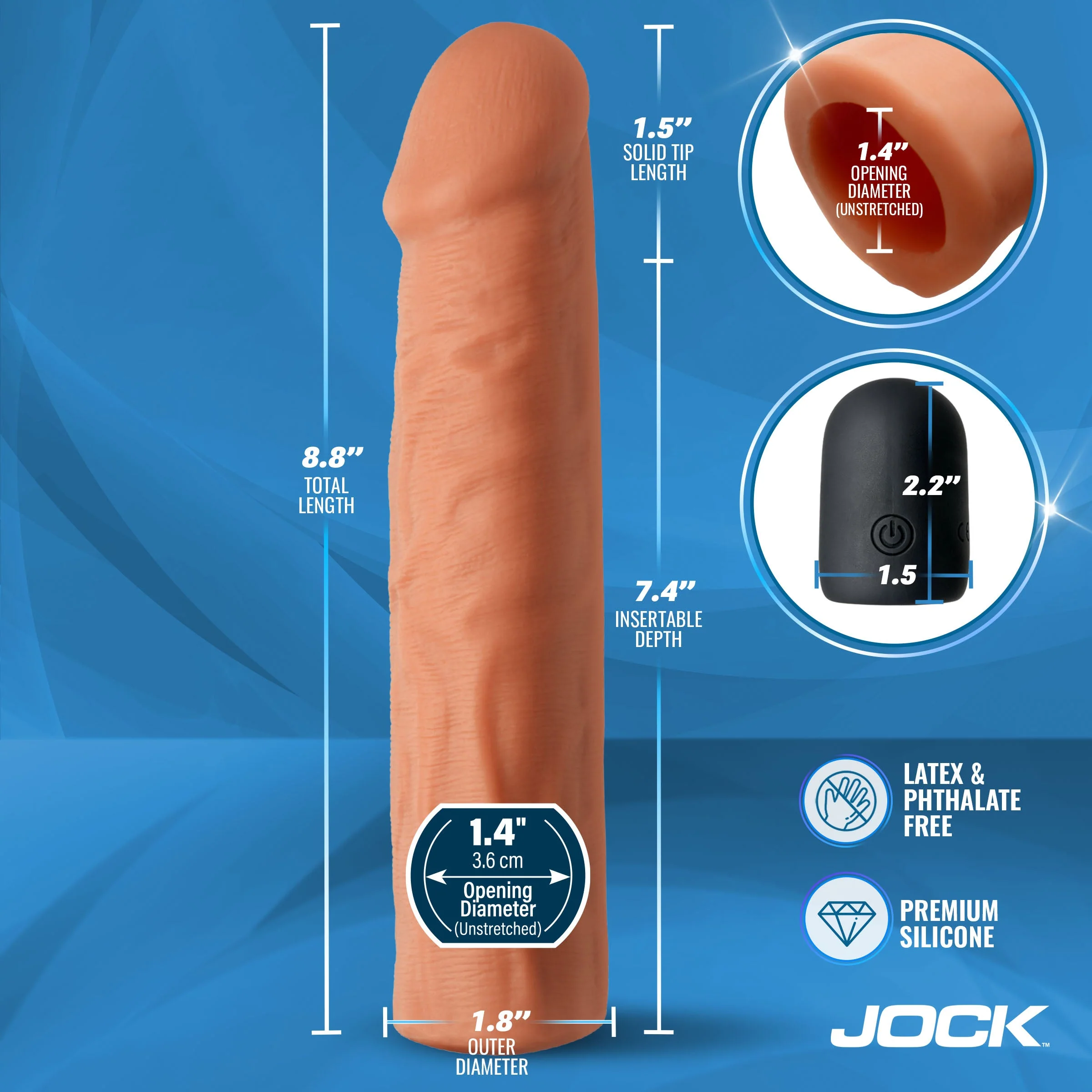 Enhancers Vibrating 1.5" Realistic Penis Extension - Image 4