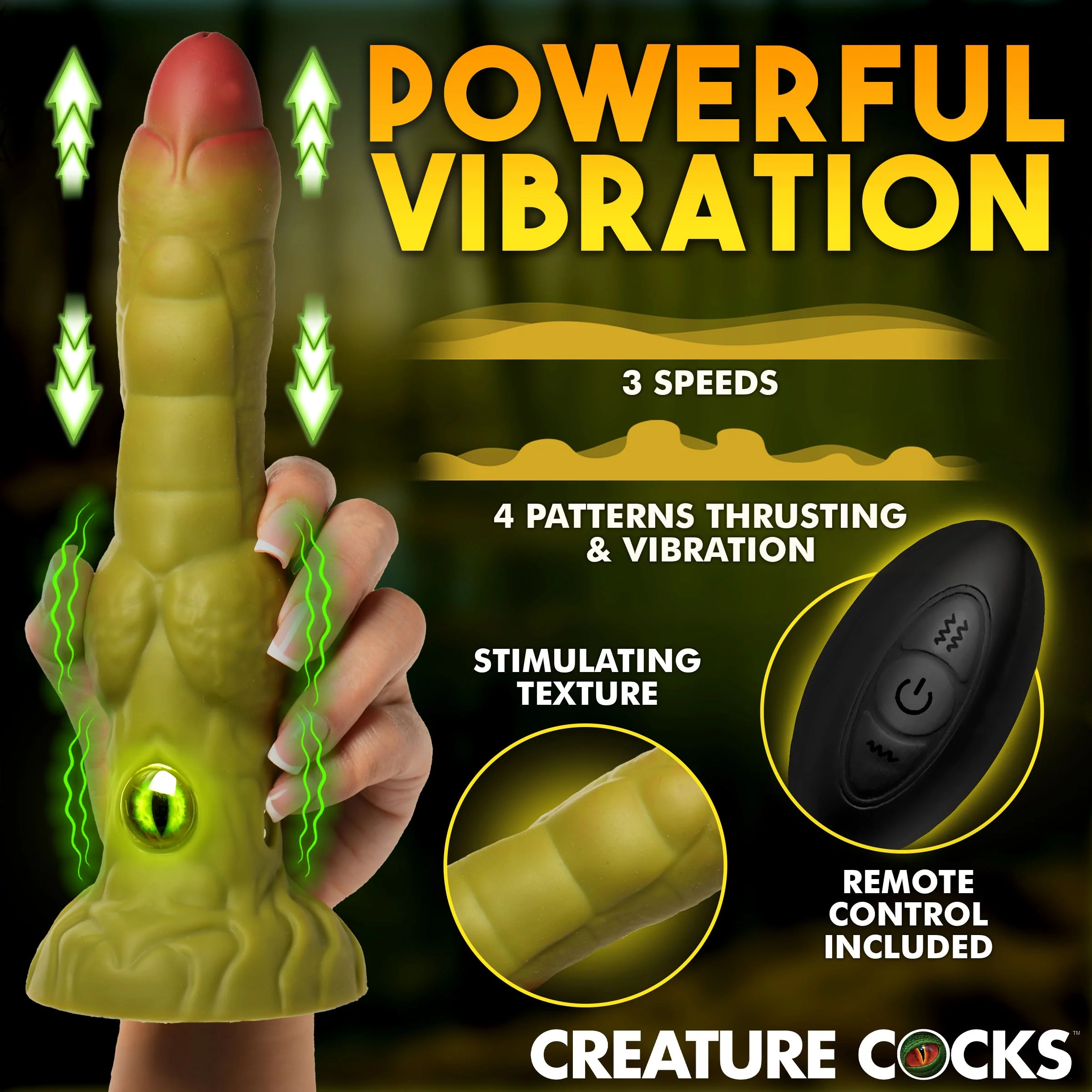 Eyegor Thrusting & Vibrating Silicone Dildo - Image 3