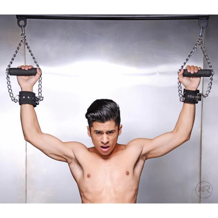 Fur Lined Nubuck Leather Suspension Cuffs with Grip - Image 4