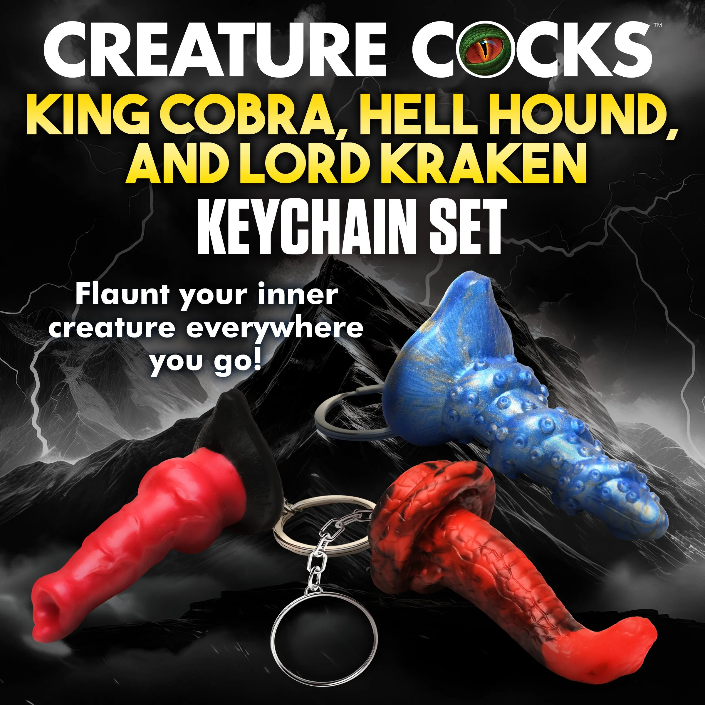 Hell-Hound, Lord Kraken, & King Cobra Silicone Keychain Set - Image 2