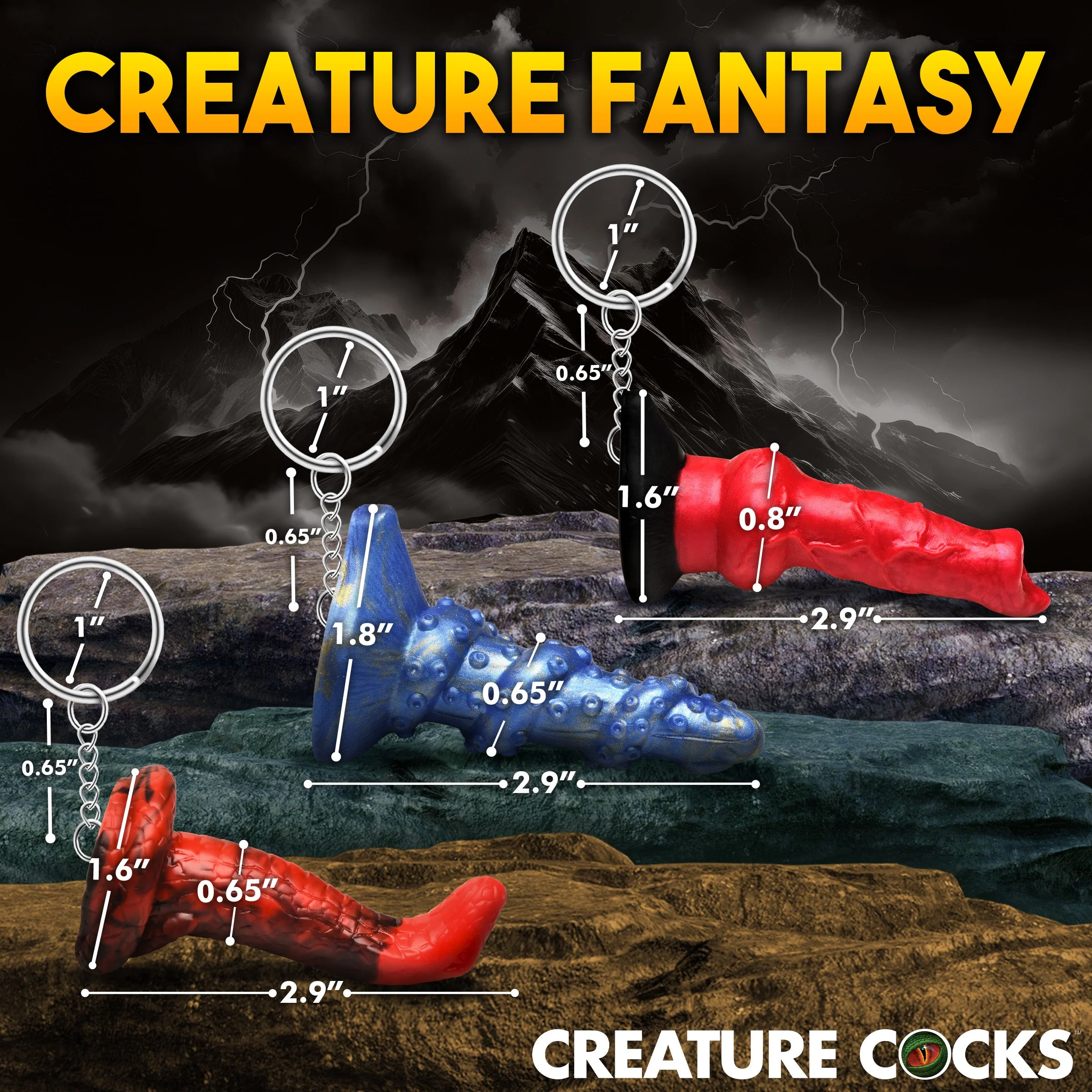Hell-Hound, Lord Kraken, & King Cobra Silicone Keychain Set - Image 4
