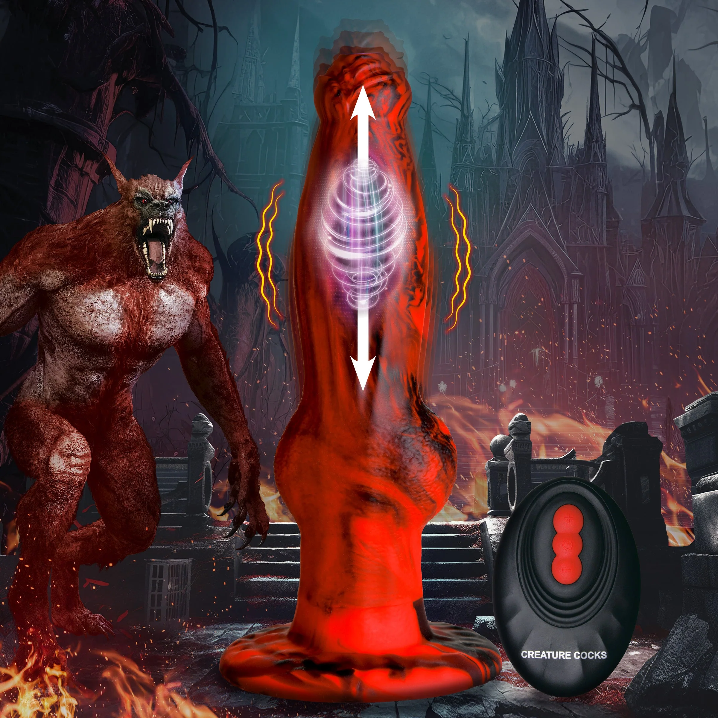 Hell Wolf Thrusting and Vibrating Silicone Dildo - Image 2