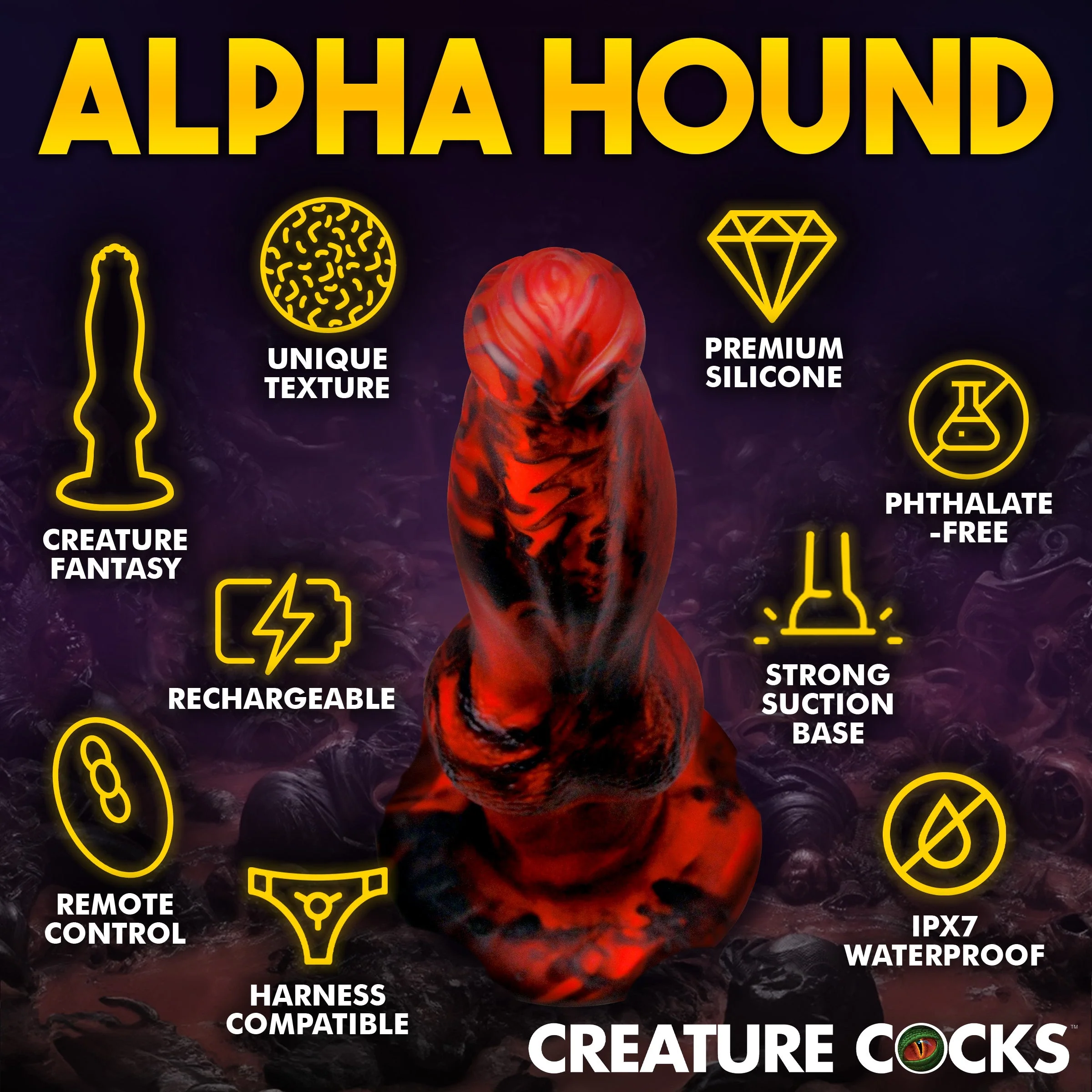 Hell Wolf Thrusting and Vibrating Silicone Dildo - Image 6