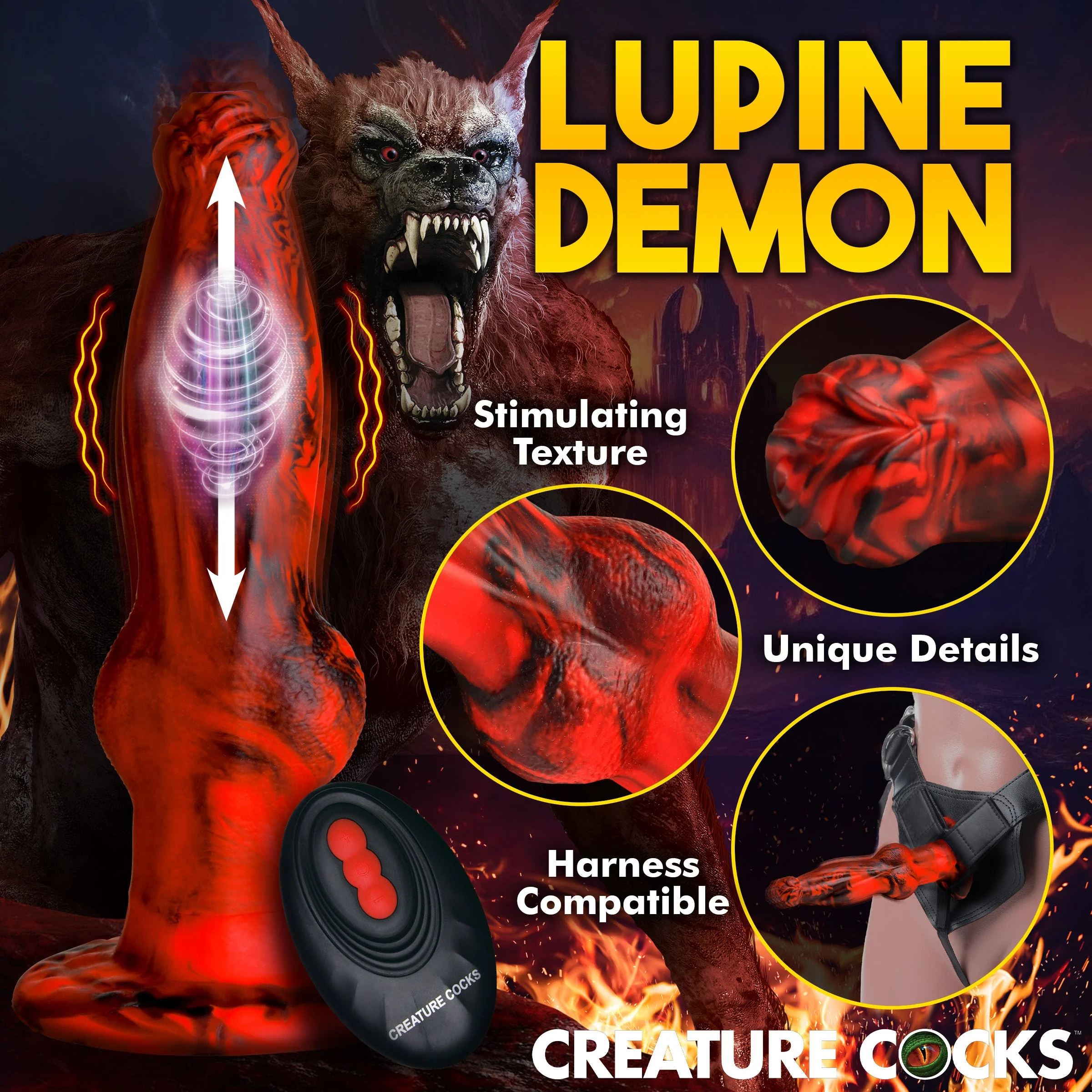 Hell Wolf Thrusting and Vibrating Silicone Dildo - Image 7