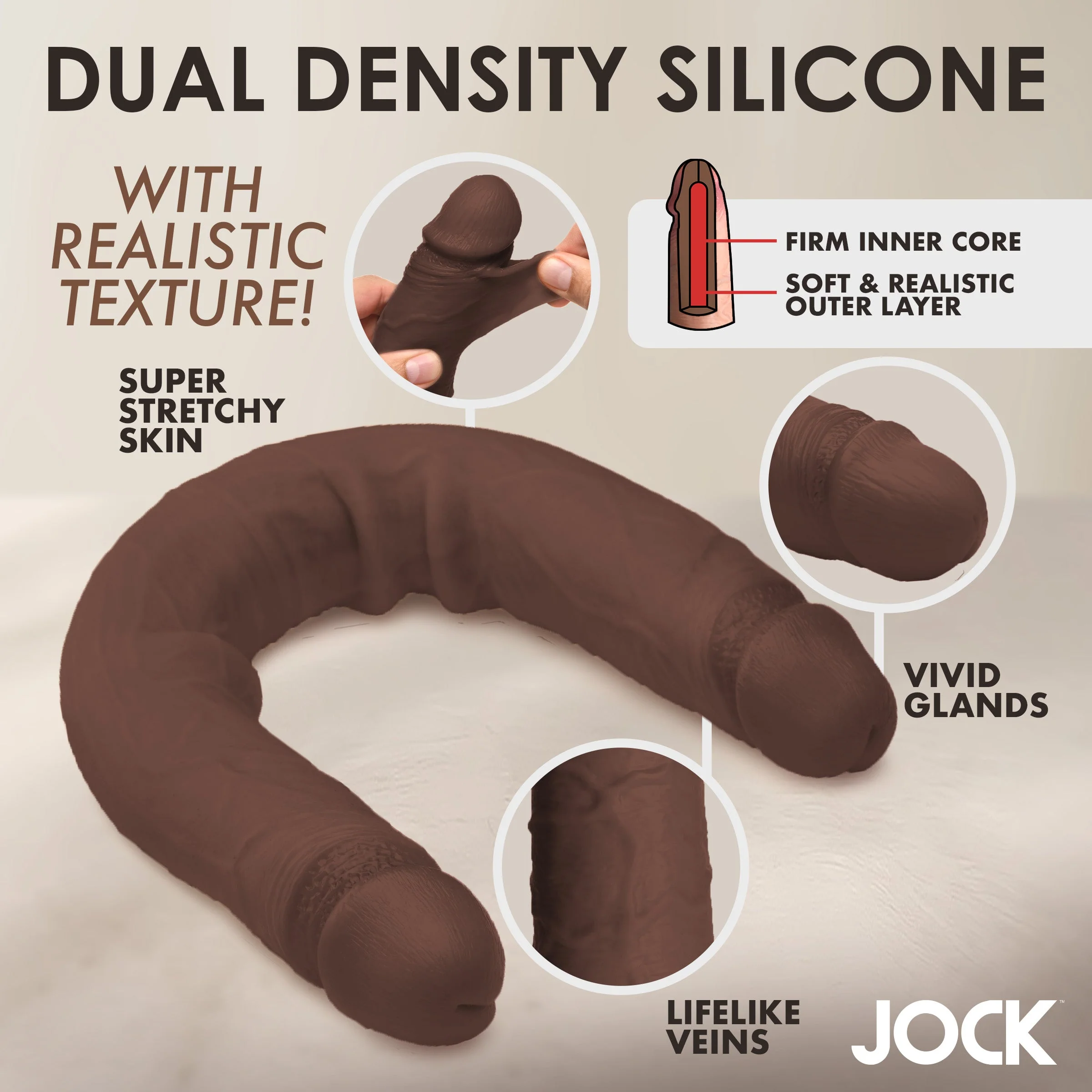 JOCK Real Skin 17.75" Double Dildo - Image 4