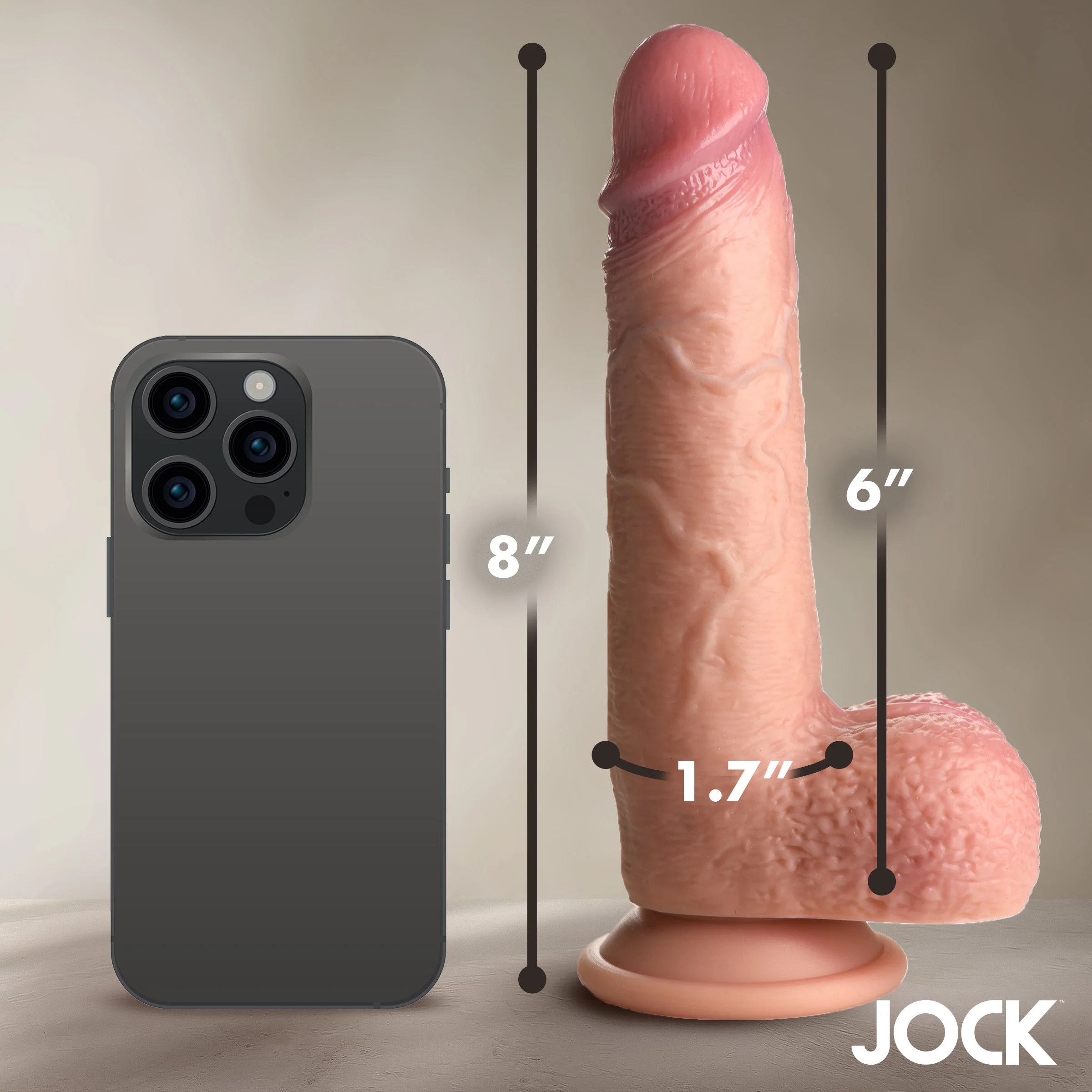 JOCK Real Skin Silicone Dildo w/ Balls - Image 4
