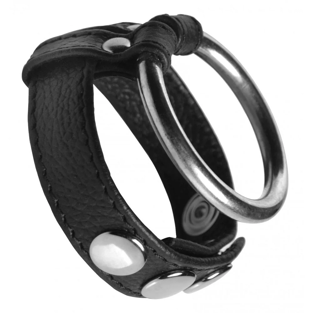 Leather and Steel Ball and Cock Ring - Image 3